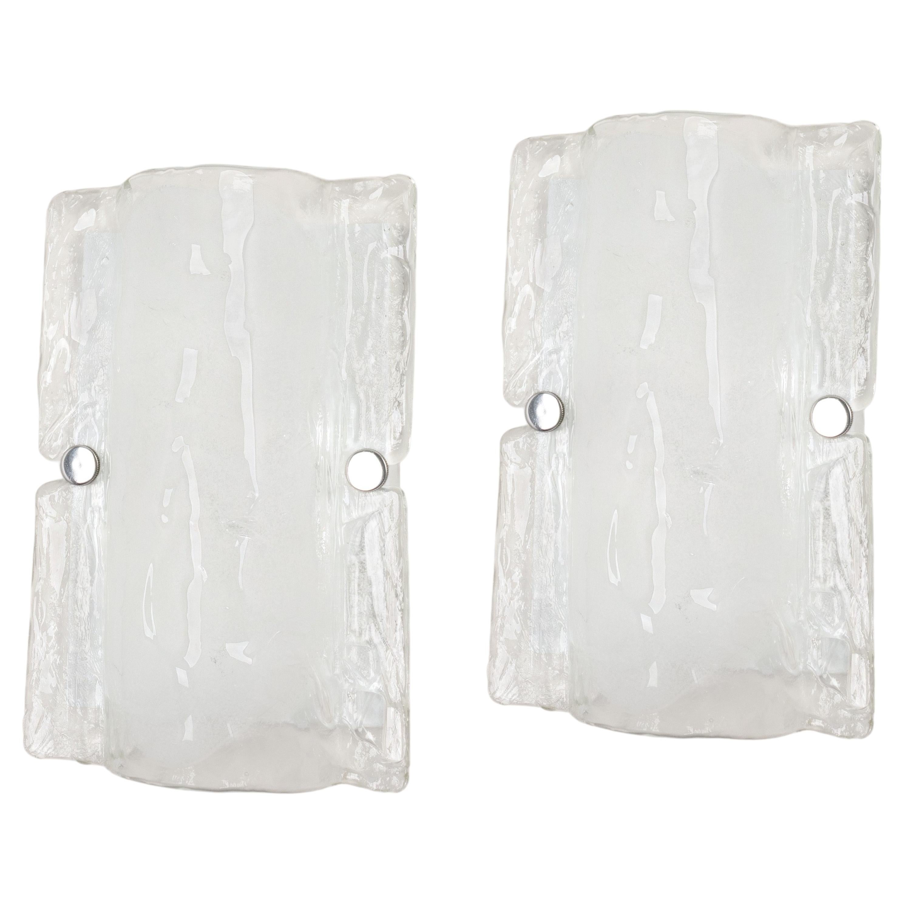 Pair of Murano Glass Sconces Wall Lights by Kalmar, Austria, 1960s