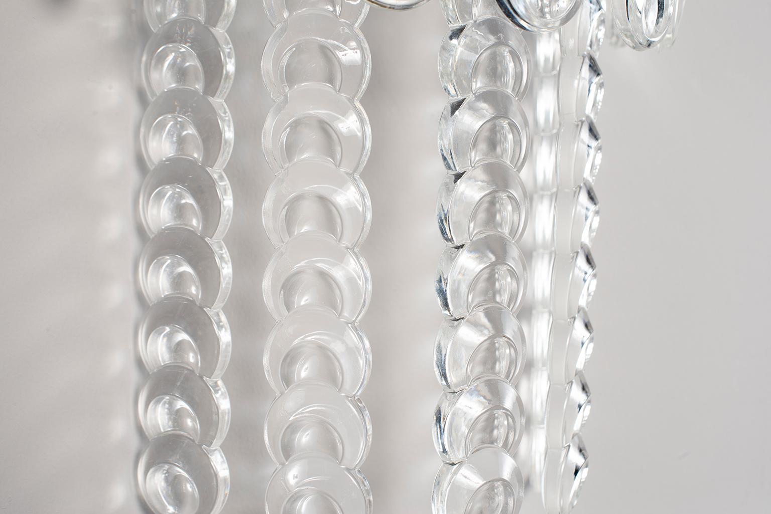 Pair of Murano Glass Sconces with Strands of Clear Glass Disks 2