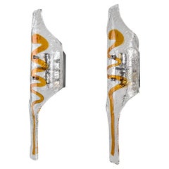 Pareja de apliques de cristal de Murano XXL de Toni Zuccheri para Mazzega Años 70