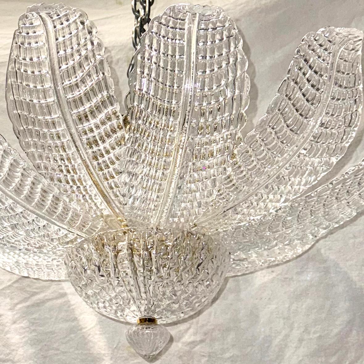 Italian Pair of Murano Glass Semi-Flush Fixtures, Sold individually For Sale