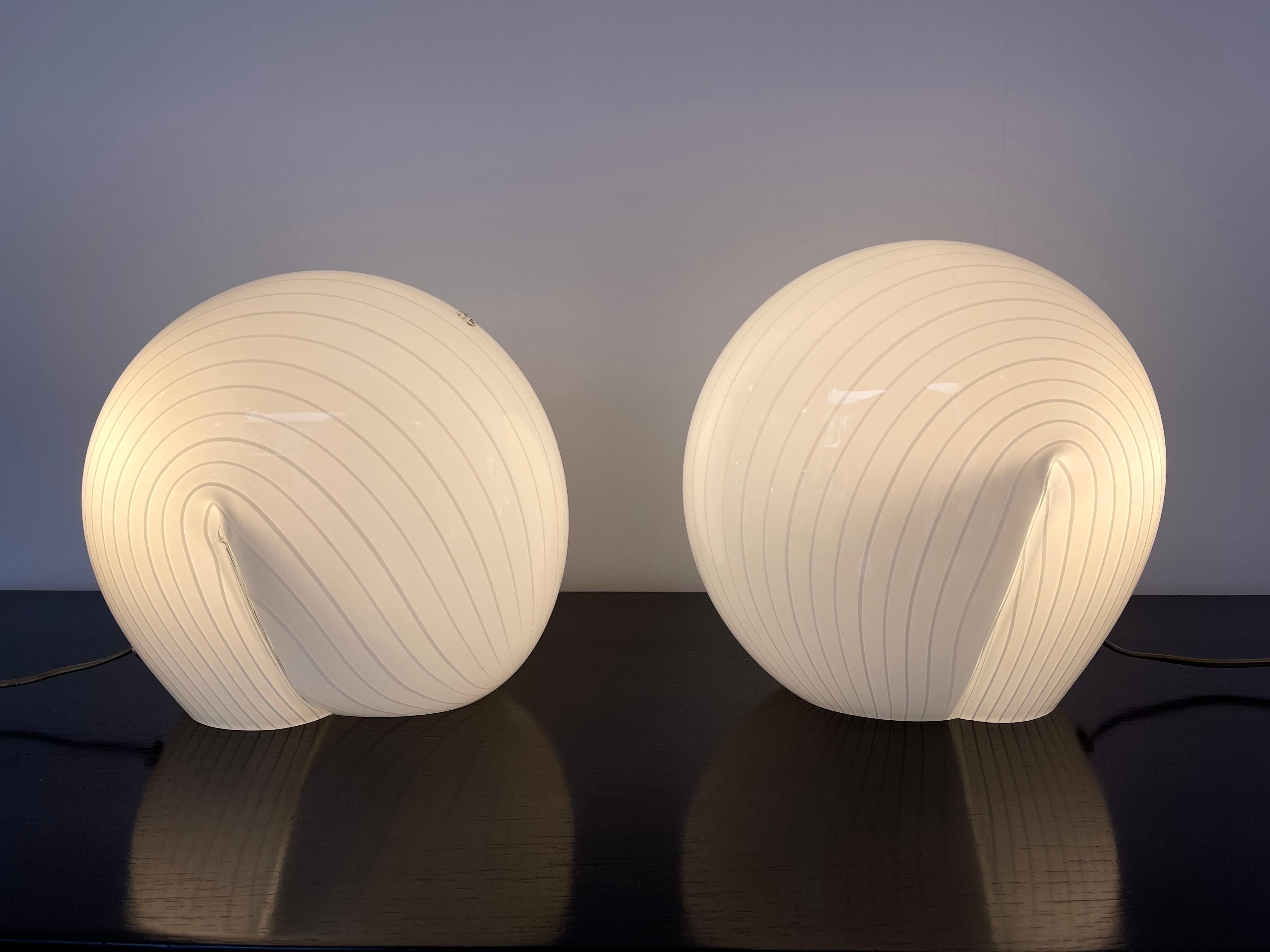 Pair of Murano Glass Shell Lamps, Italy, 1970s 1