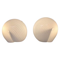 Retro Pair of Murano Glass Shell Lamps, Italy, 1970s