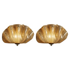 Pair of Murano Glass Shell Wall Sconces