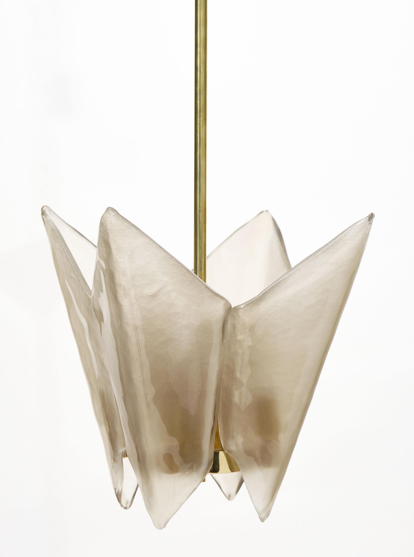 Mid-Century Modern Pair of Murano Glass Smoked Pendants For Sale