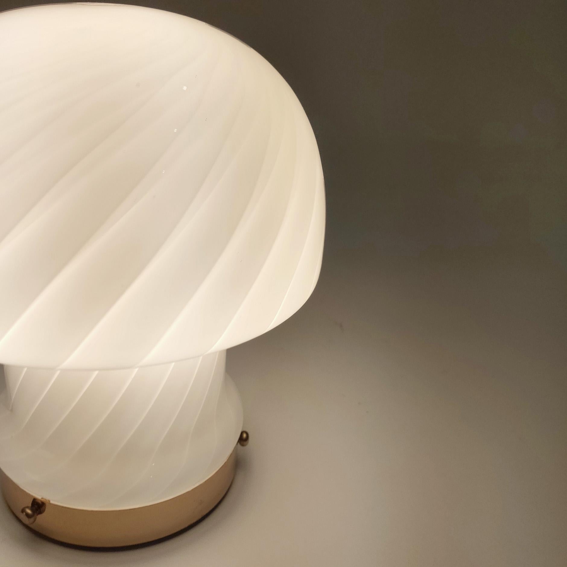 Late 20th Century Pair of murano glass Spaceage table lamps from F. Fabbian, Italy, 1970s For Sale