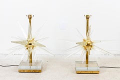 Pair of Murano Glass Starburst Table Lamps