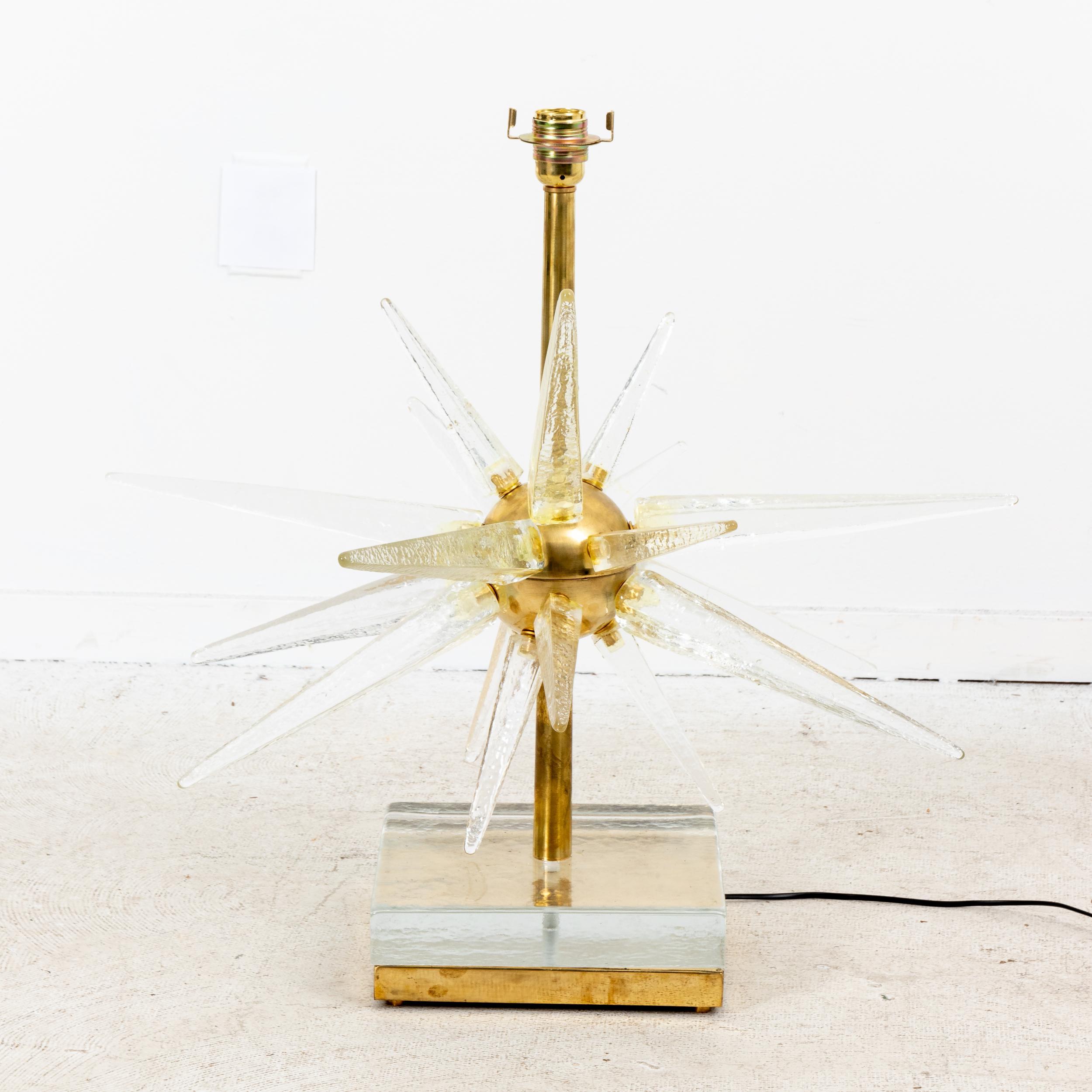 Italian Pair of Murano Glass Starburst Table Lamps