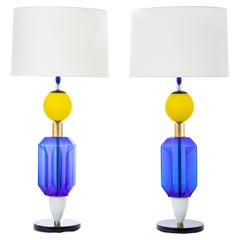 Ein Paar Murano Glas Studio Tischlampen
