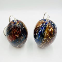 Pair of Murano Glass Style Pendant Lights, Signed & Dated