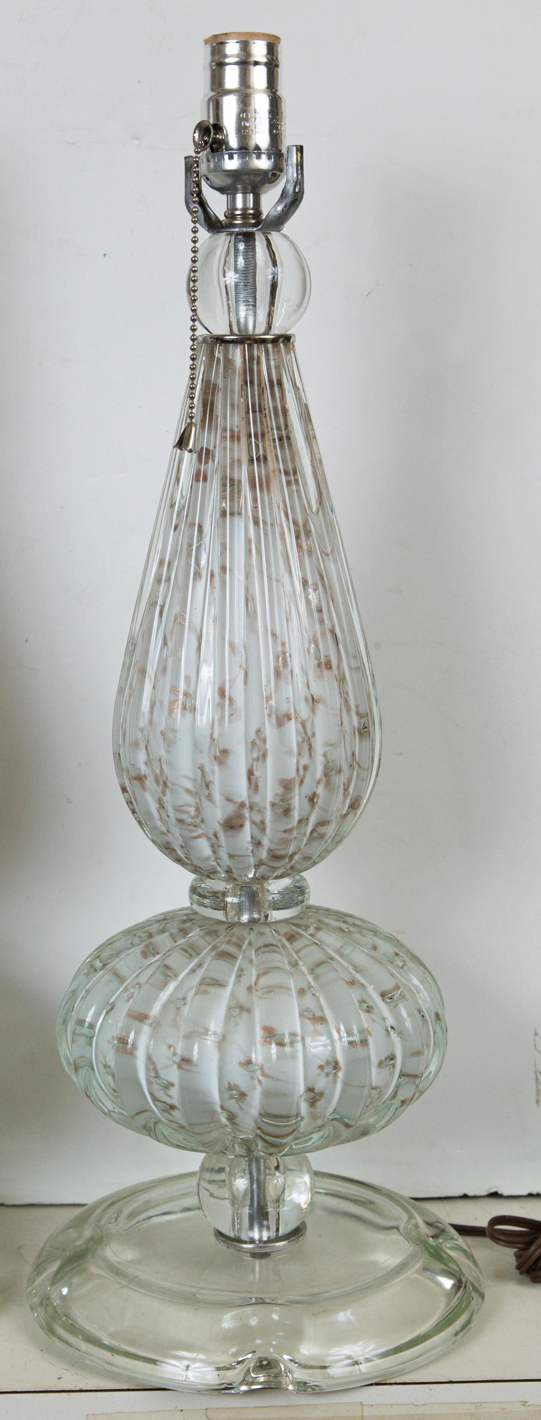 20th Century Pair of Murano Glass Style Table Lamps For Sale