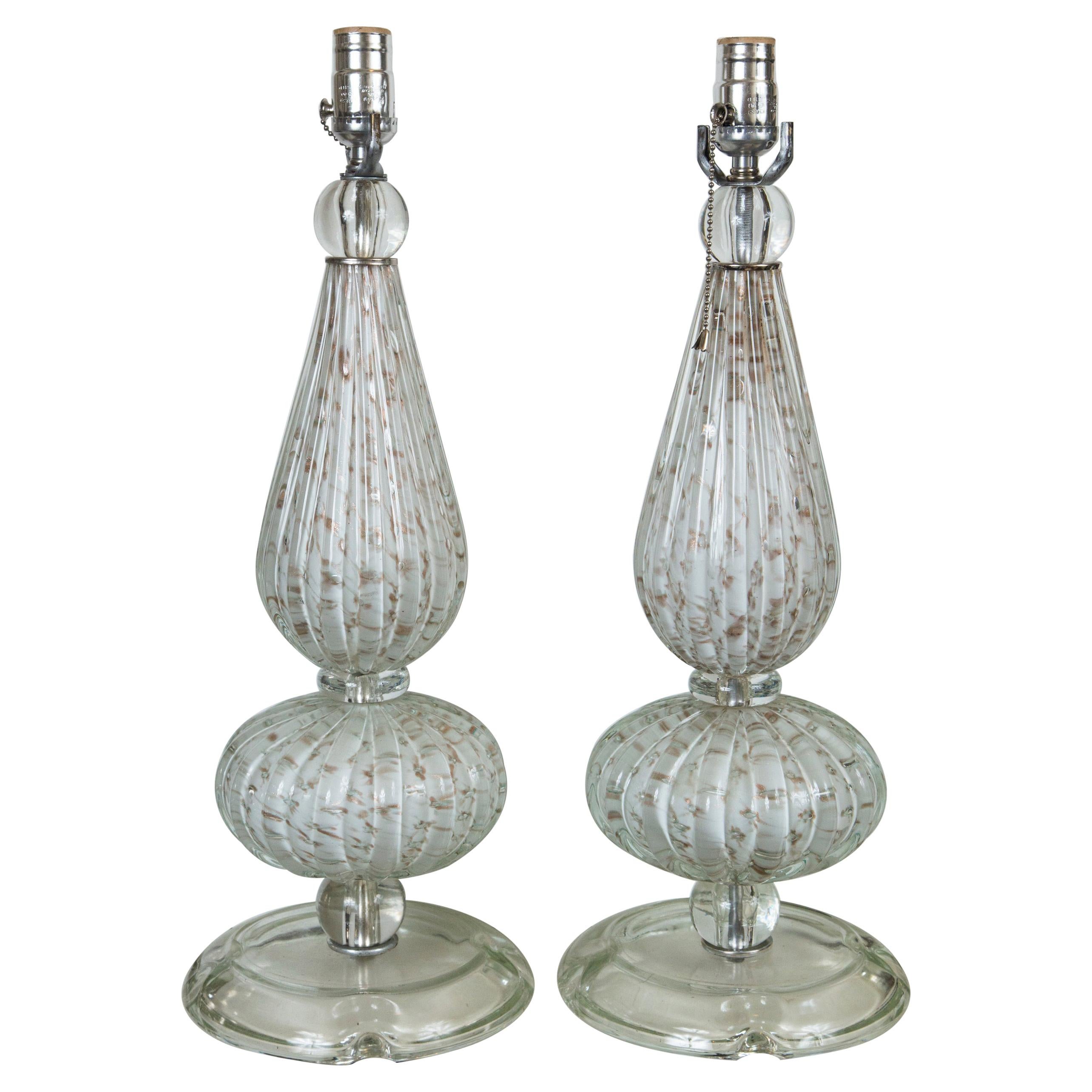 Pair of Murano Glass Style Table Lamps For Sale