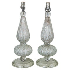 Vintage Pair of Murano Glass Style Table Lamps