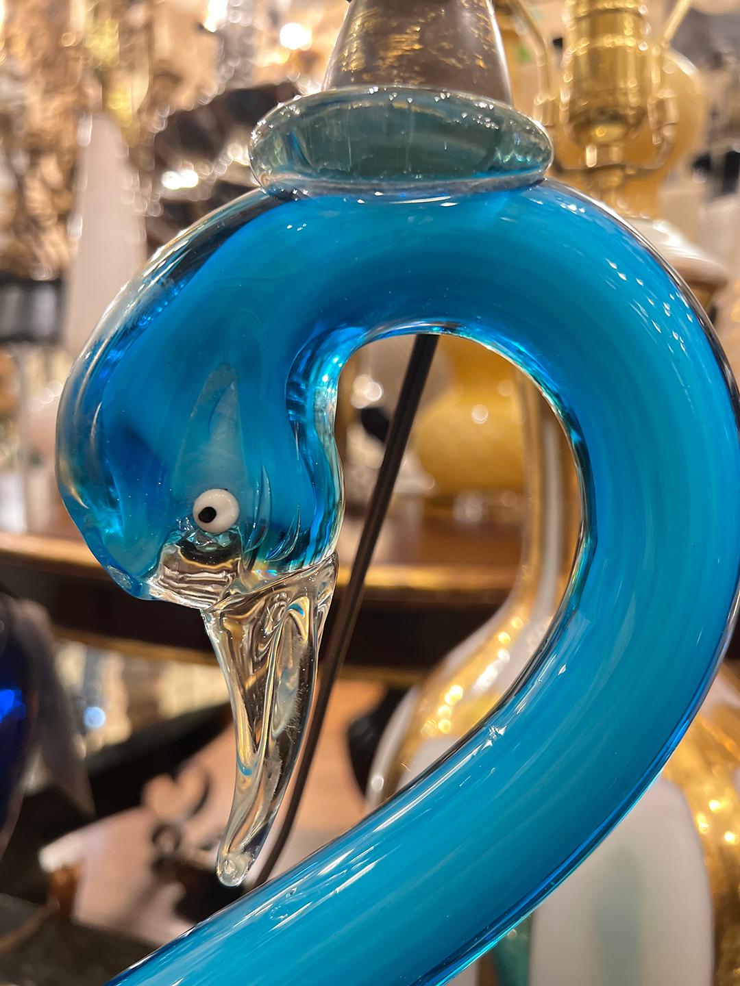 italien Paire de lampes Swan en verre de Murano en vente