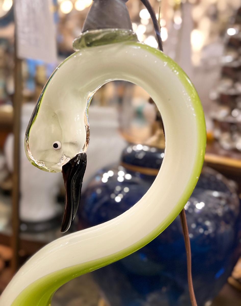 Verre de Murano Paire de lampes Swan en verre de Murano en vente
