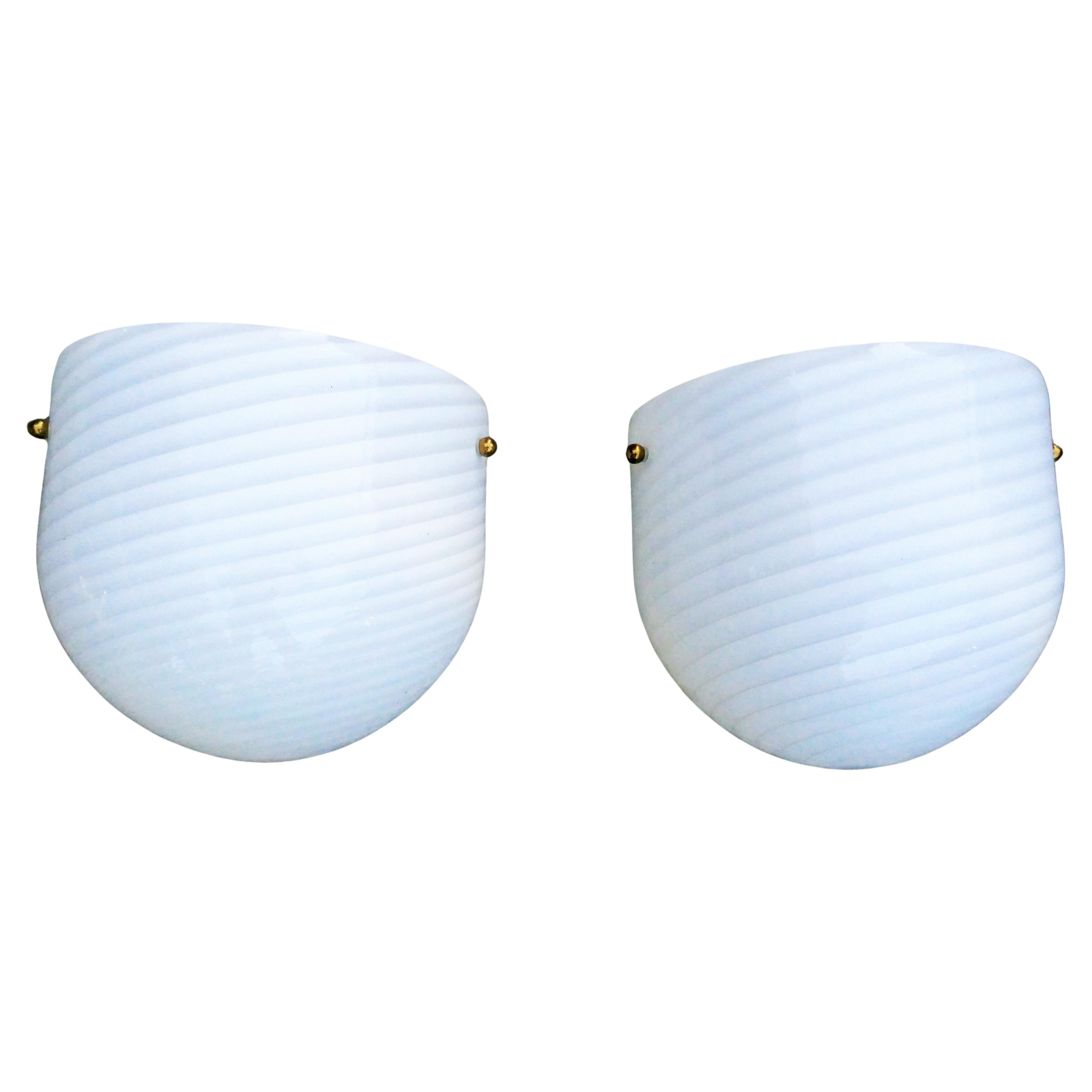 Pair of Murano Glass Swirl Wall Lights
