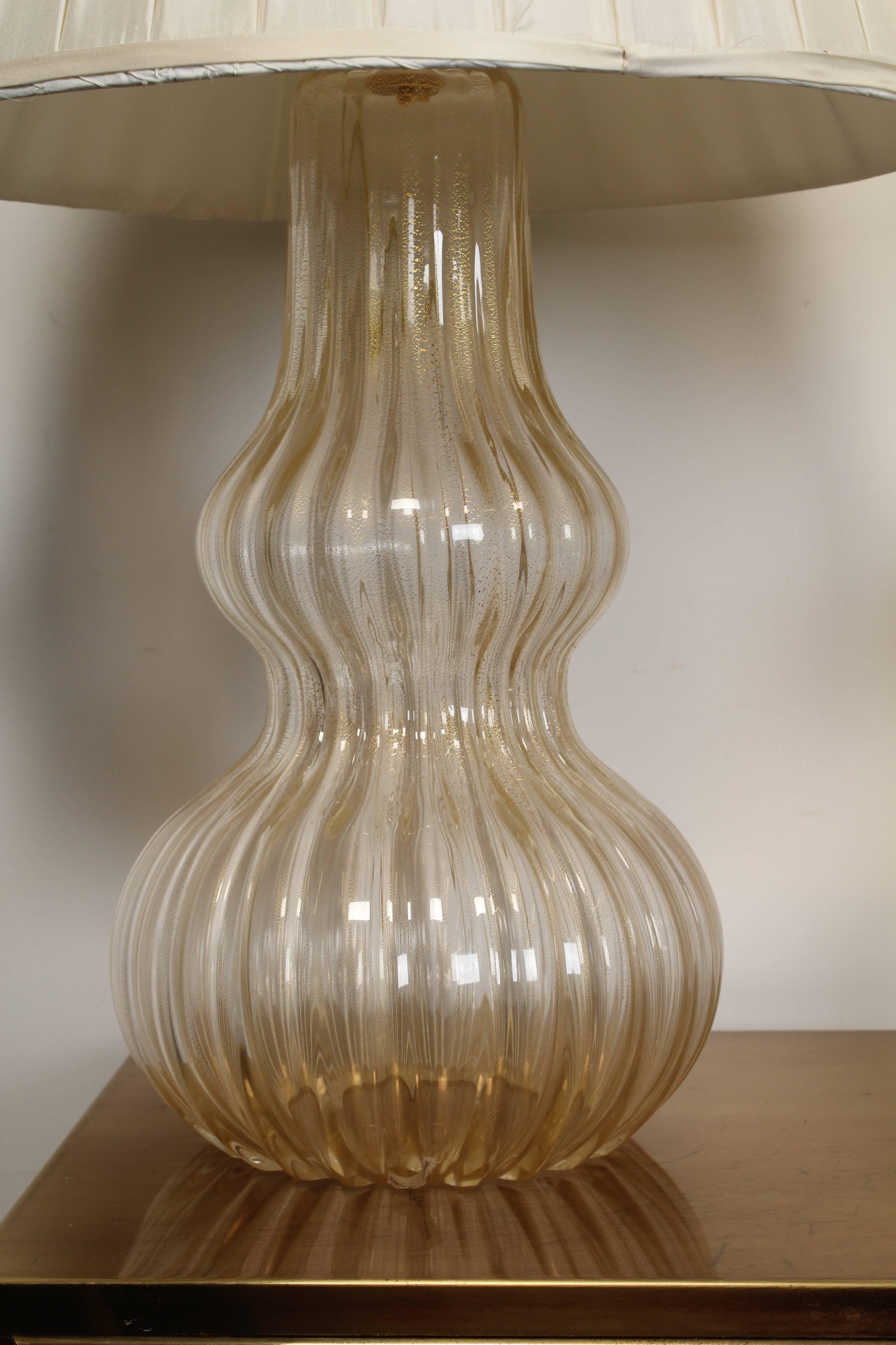 Mid-Century Modern Pair of Murano Glass Table Lamps, 1980