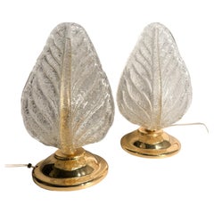 Paire de lampes de table en verre de Murano attribuées à Barovier & Toso 1960s