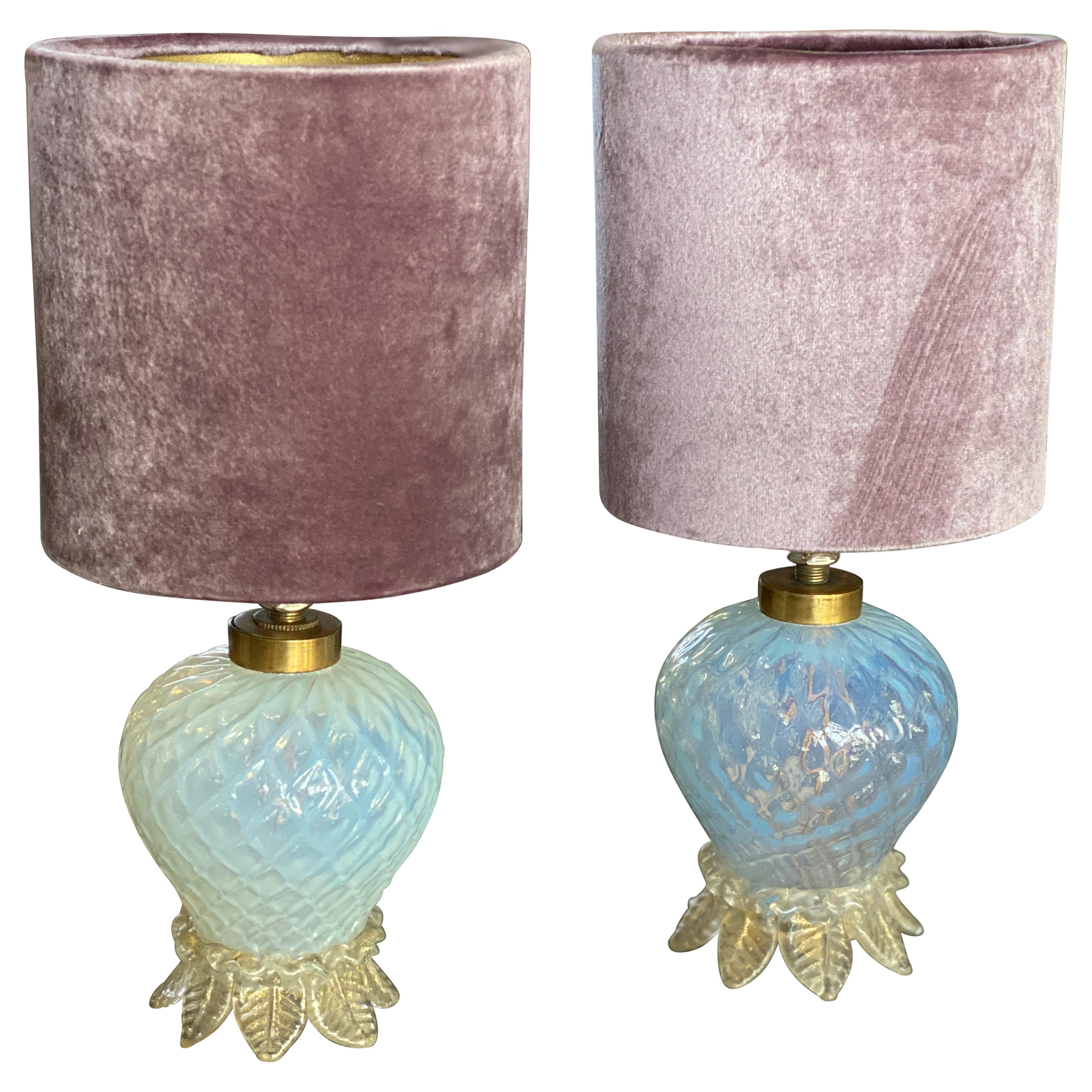 Pair of Murano Glass Table Lamps by Barovier, Barovier and Toso Italian