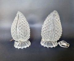 Paire de lampes de table en verre de Murano par Barovier, Italie années 40