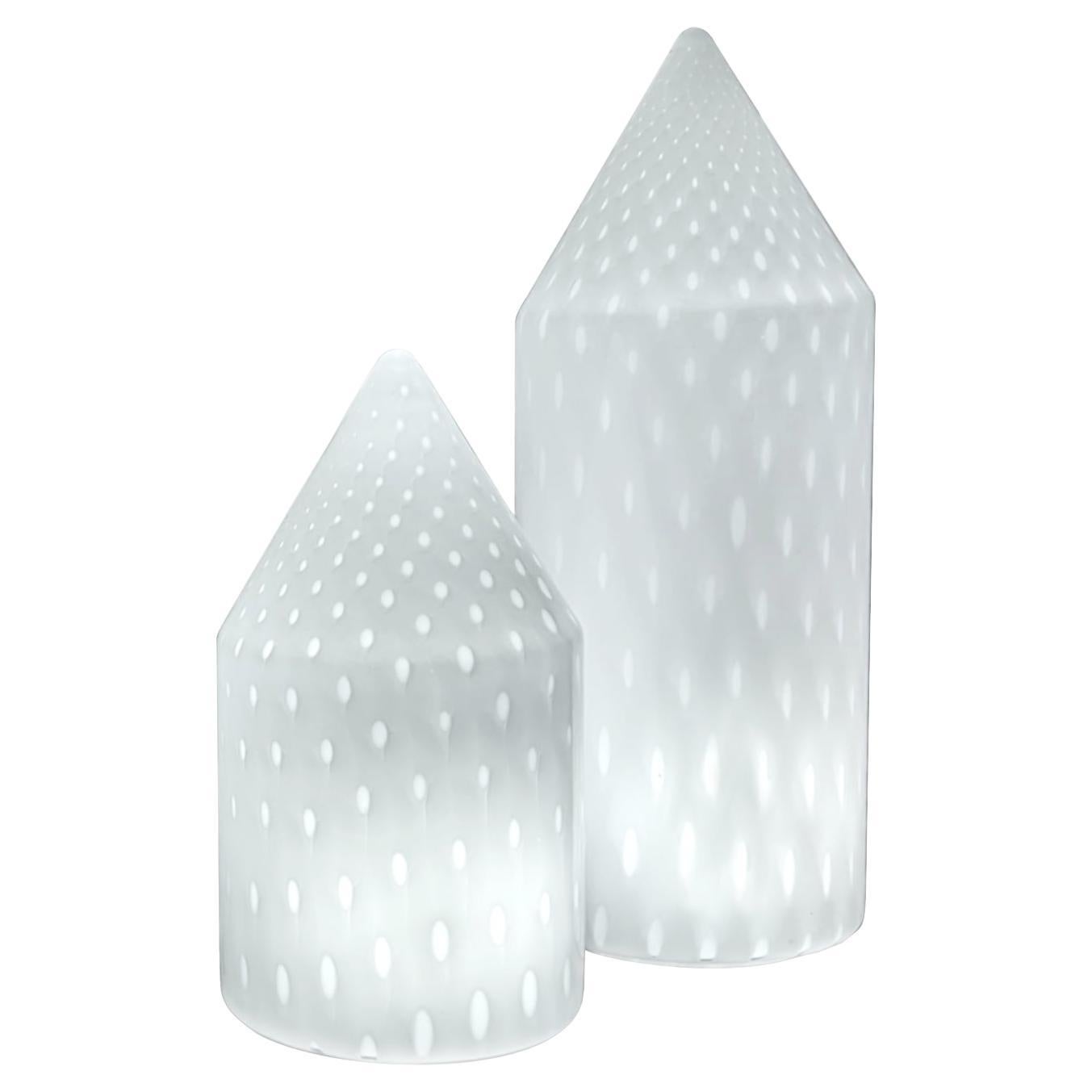 Paire de lampes de table en verre de Murano par Vetri Murano