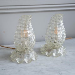 Pair of Murano Glass Table Lamps, circa 1940, in the Manner of Ercole Barovier