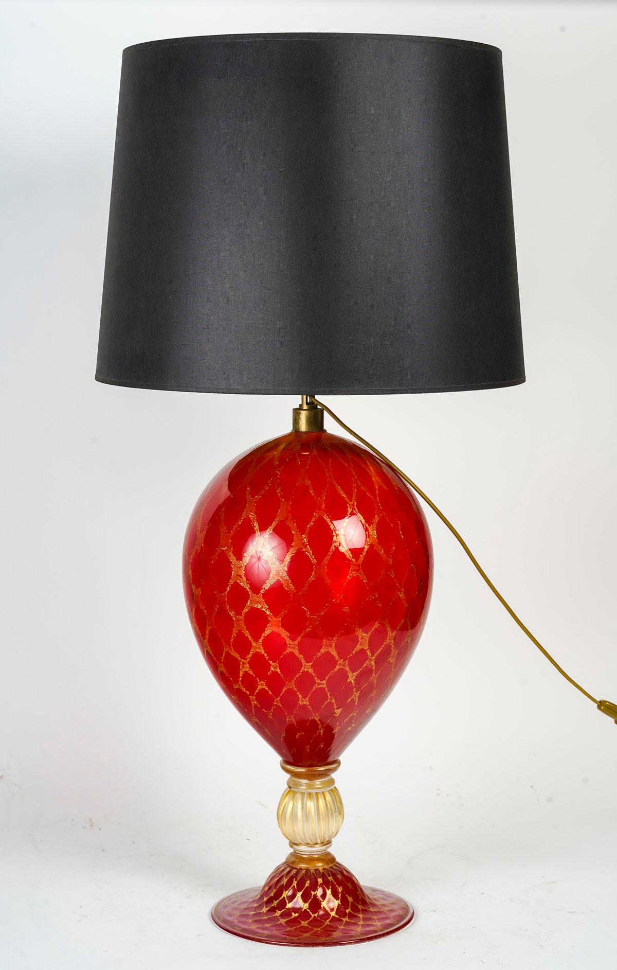Pair of Murano Glass Table Lamps, Circa 1950. In Good Condition In Saint-Ouen, FR