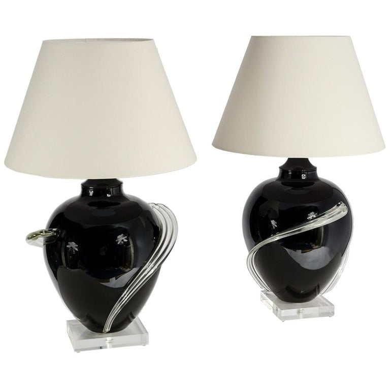 Pair of Murano glass Table Lamps, circa 1980s For Sale