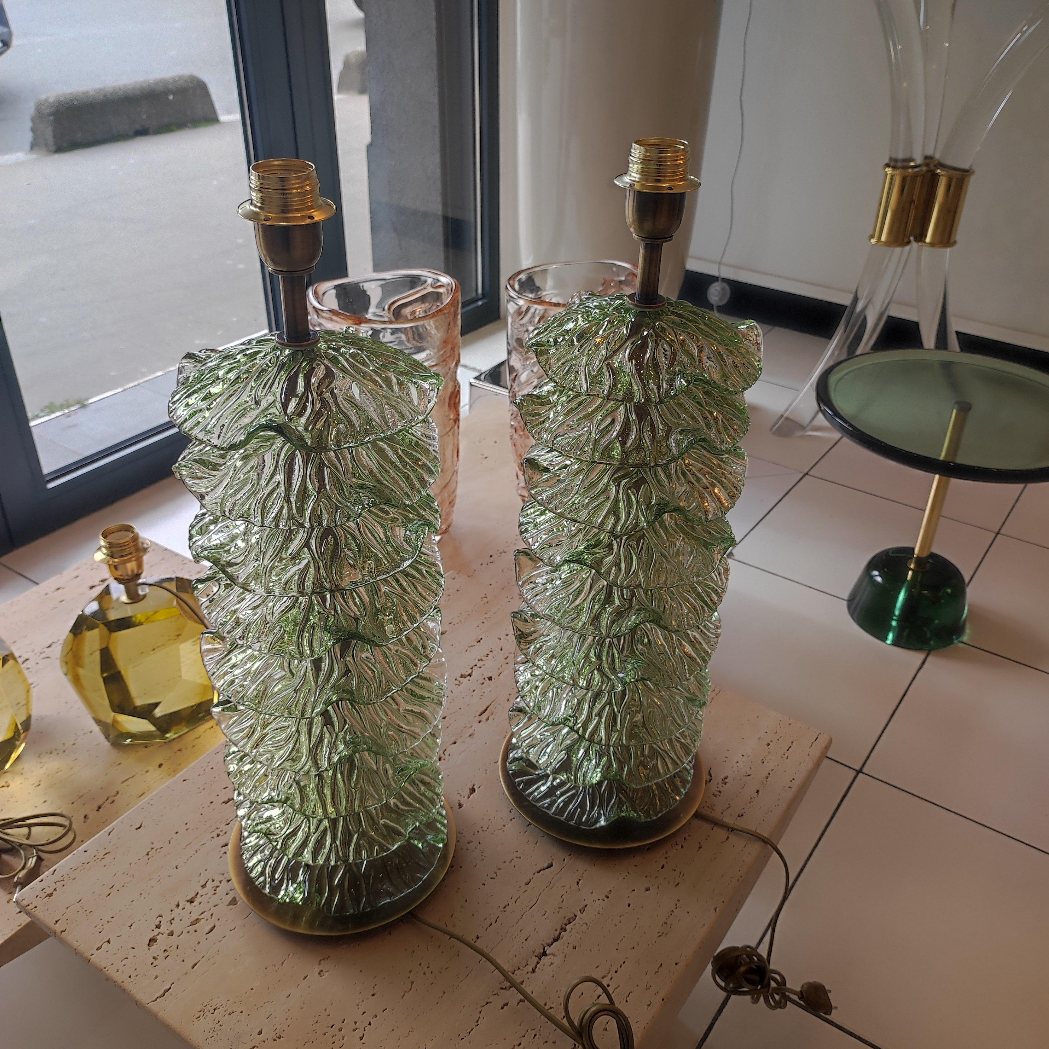 Paire de lampes de table en verre de Murano en vente 4