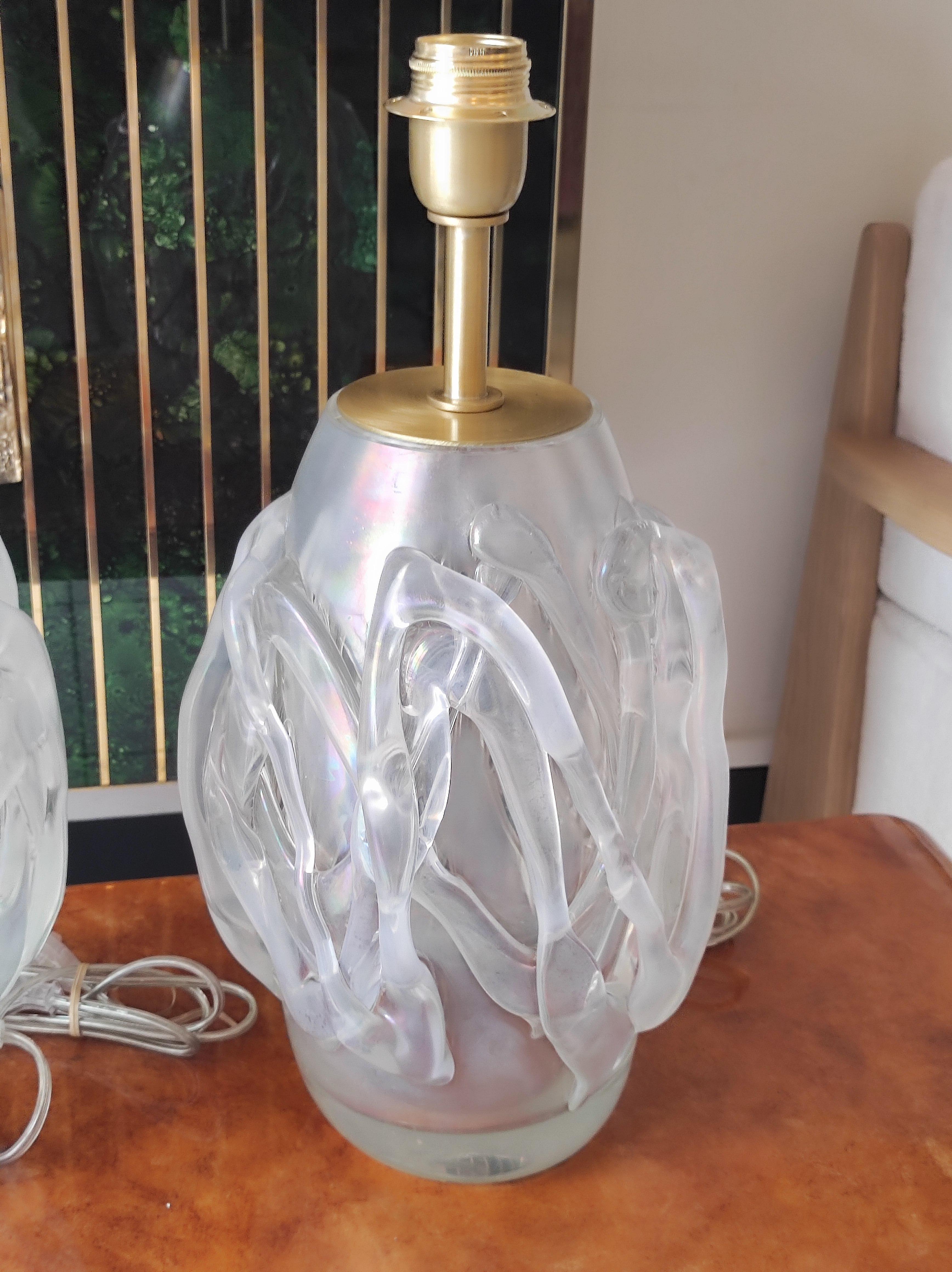 Pair of Murano Glass Table Lamps For Sale 4