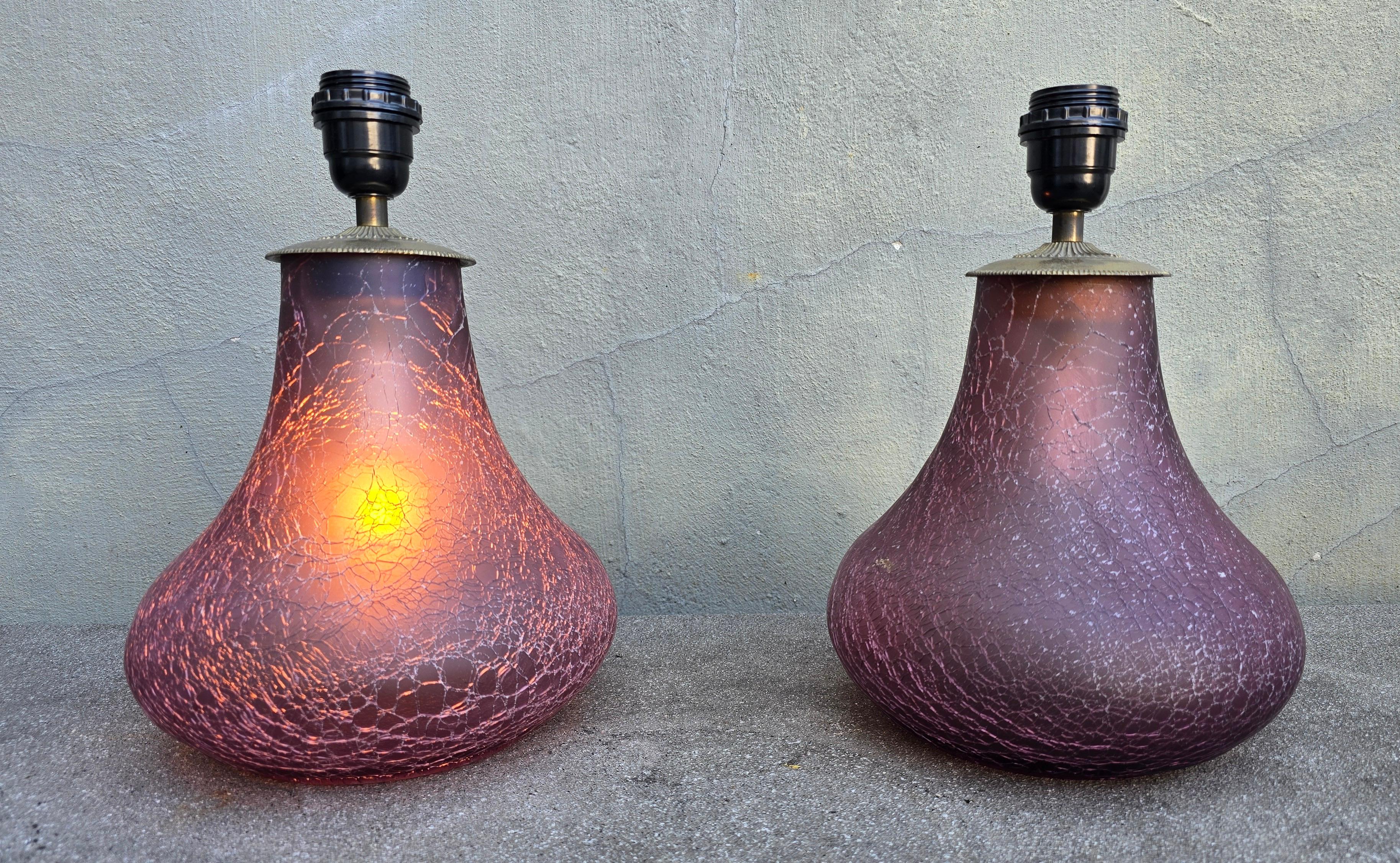 Pareja de lámparas de mesa de cristal de Murano en venta 2