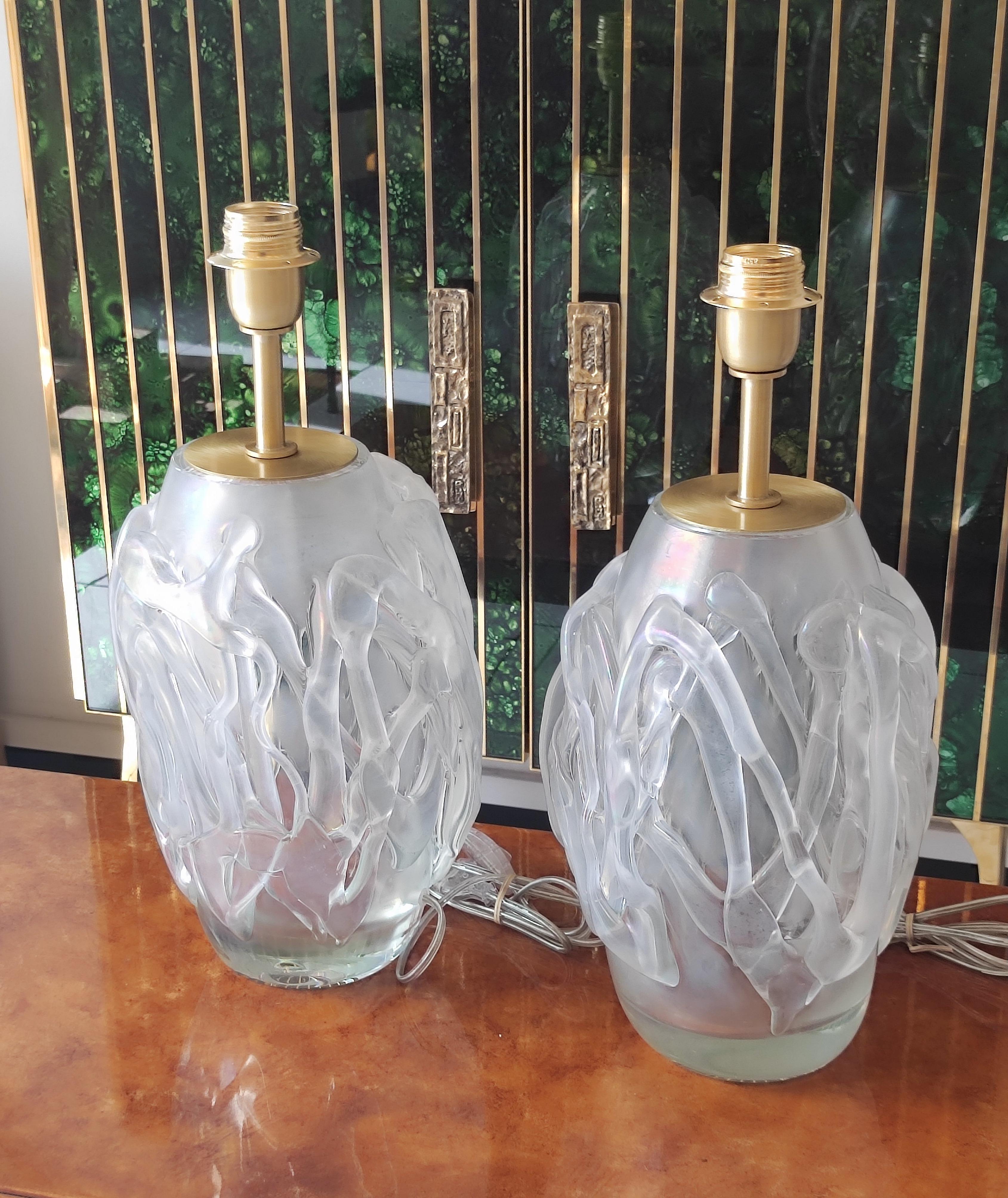 Pair of Murano Glass Table Lamps For Sale 5