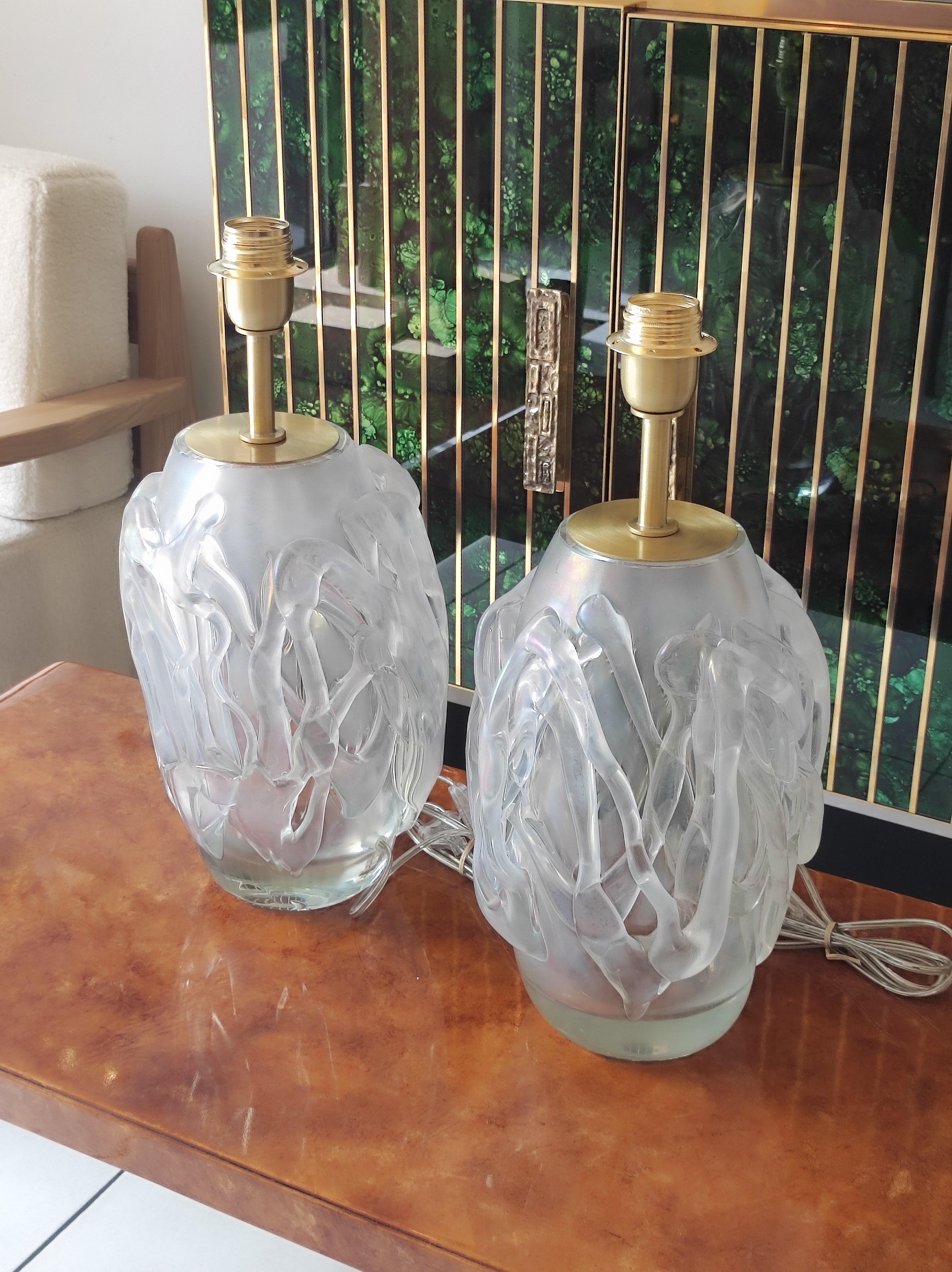 Pair of Murano Glass Table Lamps For Sale 6