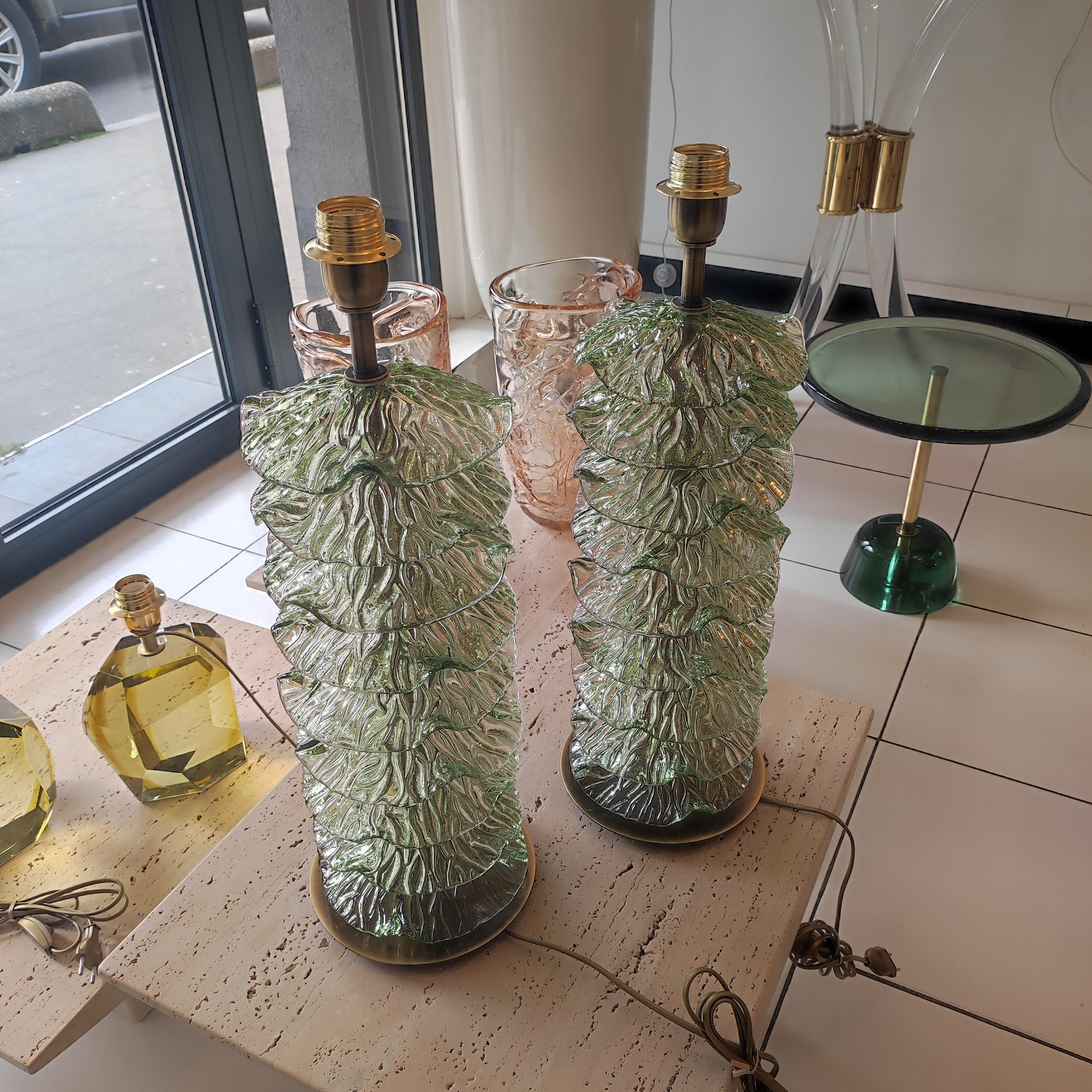 Paire de lampes de table en verre de Murano en vente 7