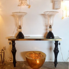 Paire de lampes de bureau néoclassiques en verre de Murano