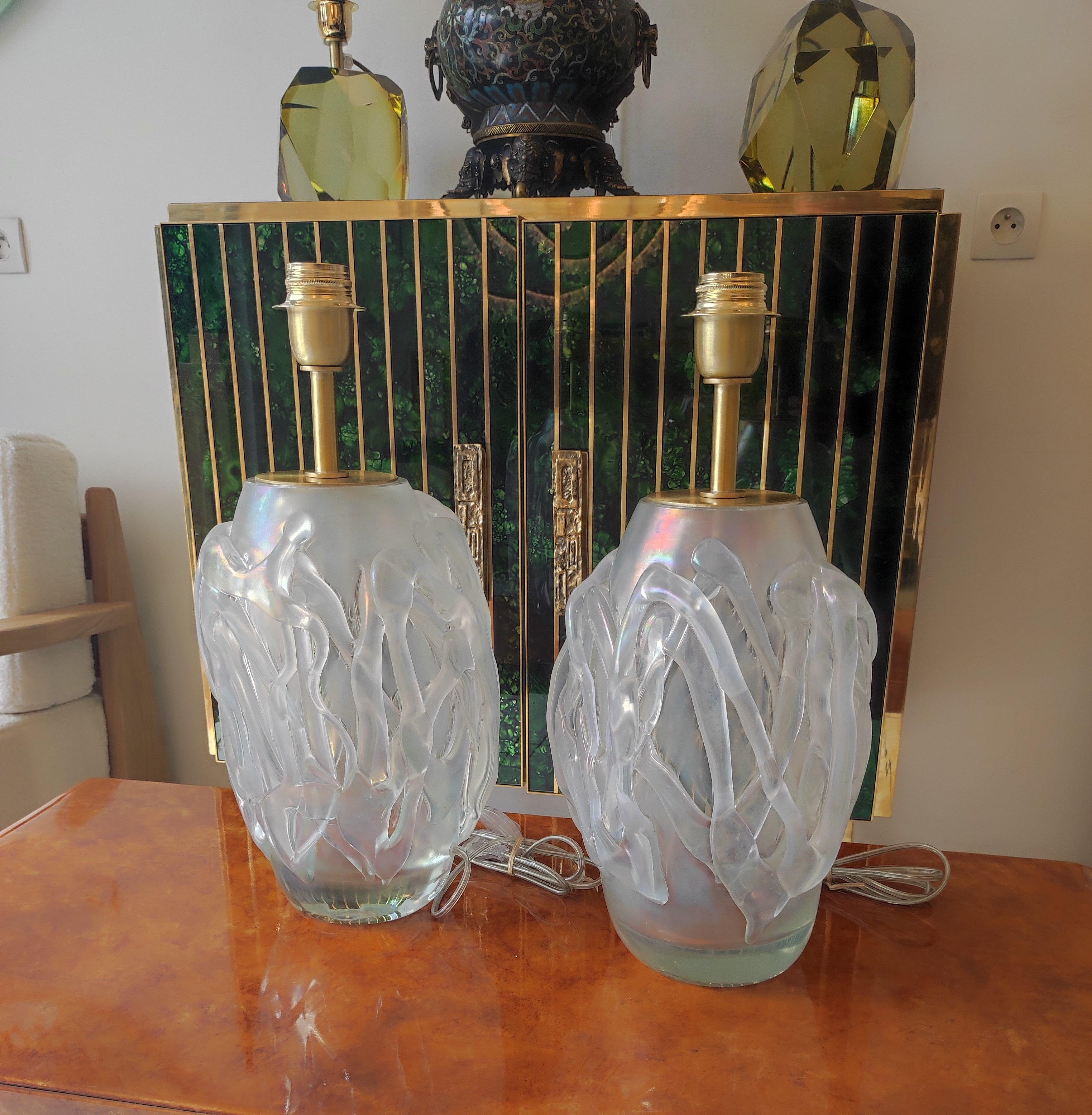 Pair of Murano Glass Table Lamps For Sale 8