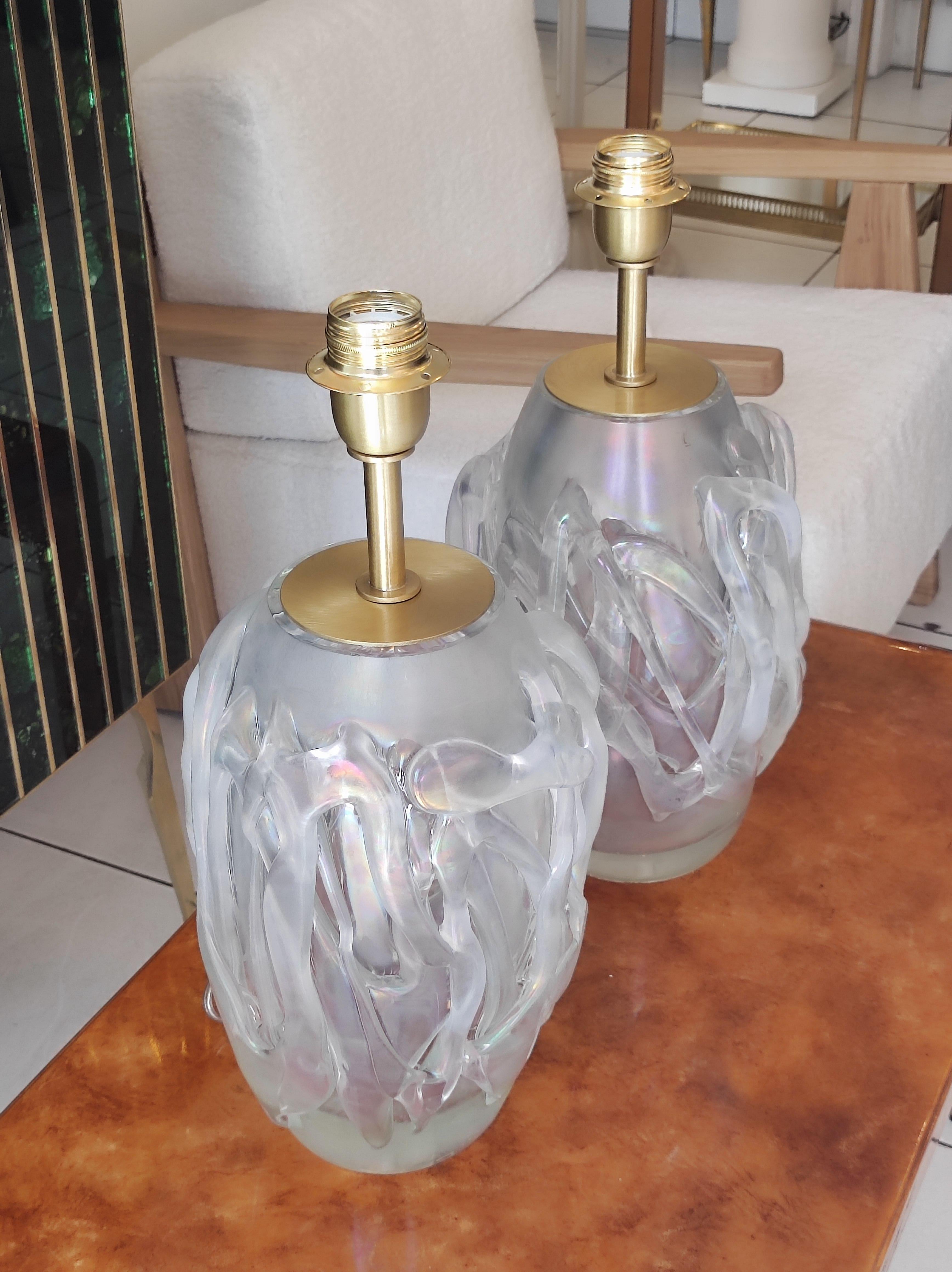 Pair of Murano Glass Table Lamps For Sale 9