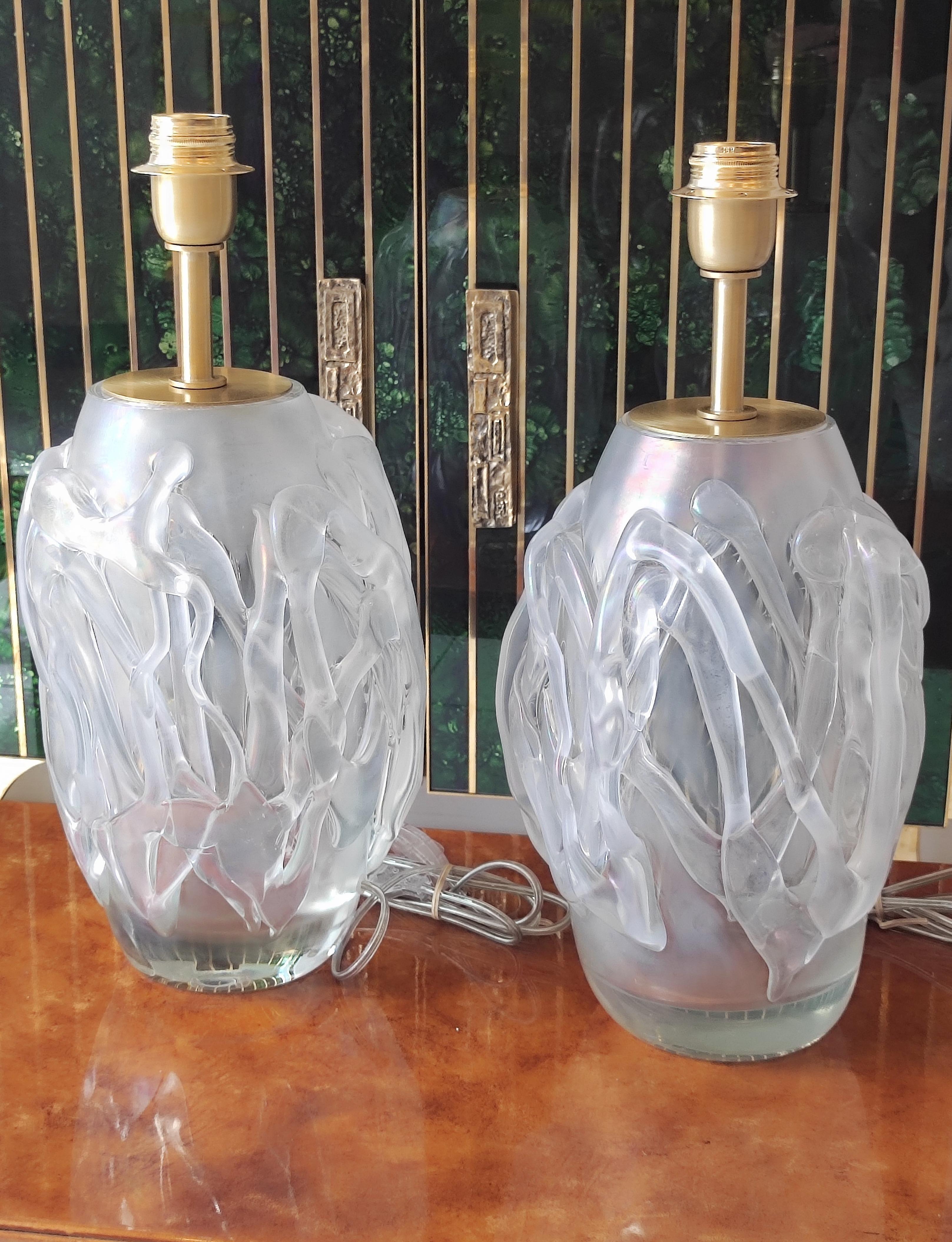 Pair of table lamps, in Murano glass
E26/E27 bulbs, wired for Europe and USA

.