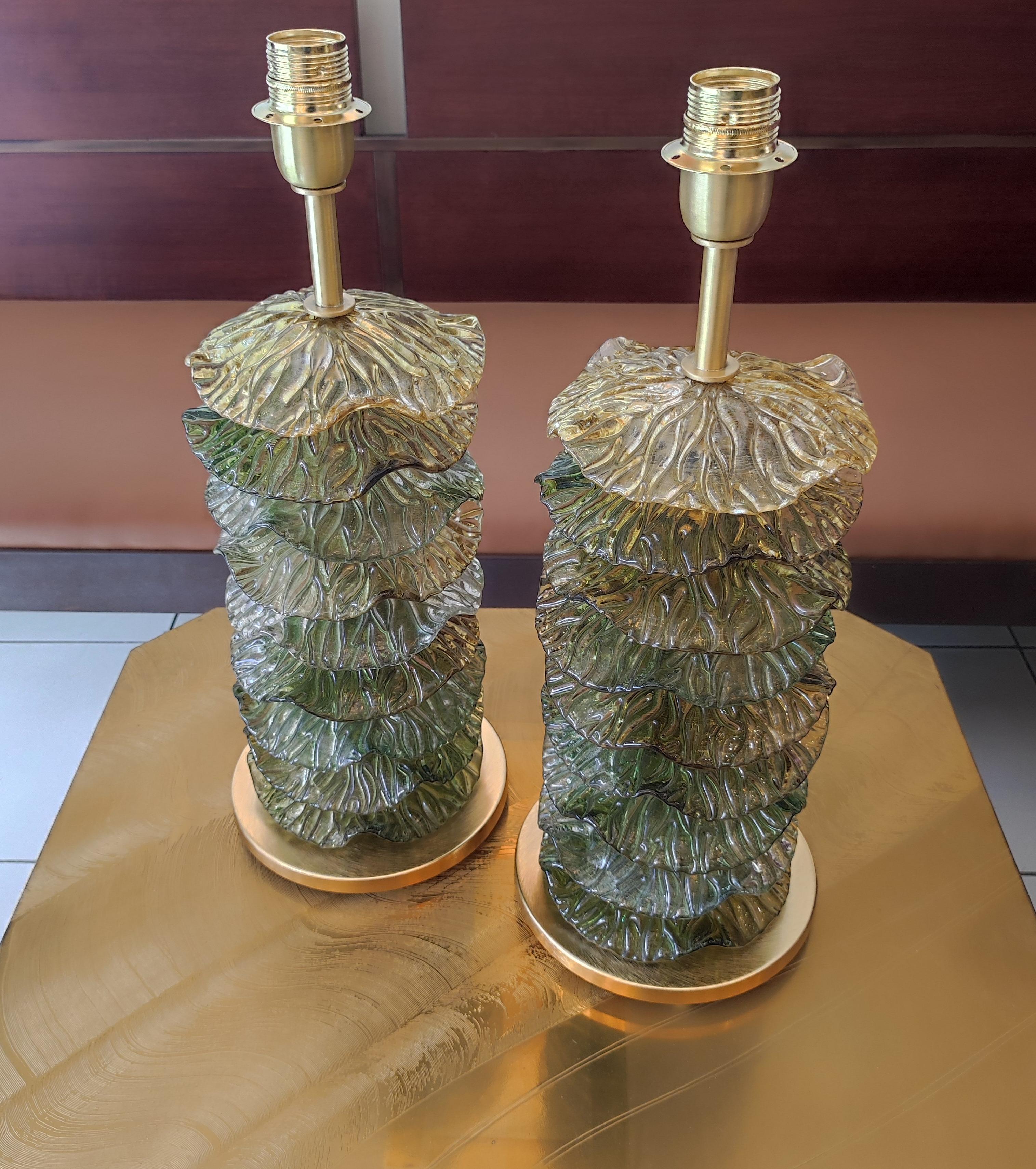 Italian Pair of Murano Glass Table Lamps