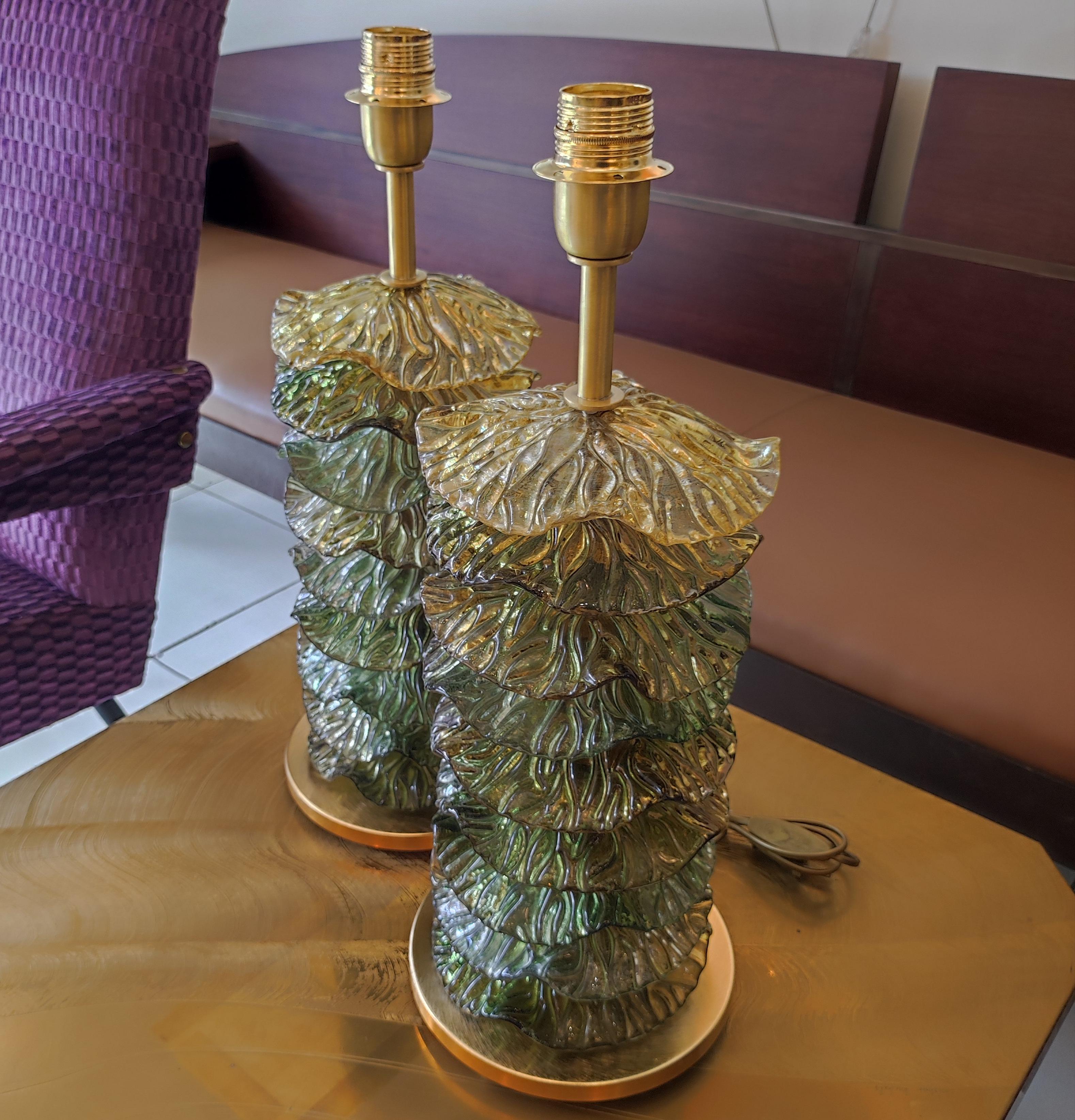 Pair of Murano Glass Table Lamps In Excellent Condition In Saint-Ouen, FR