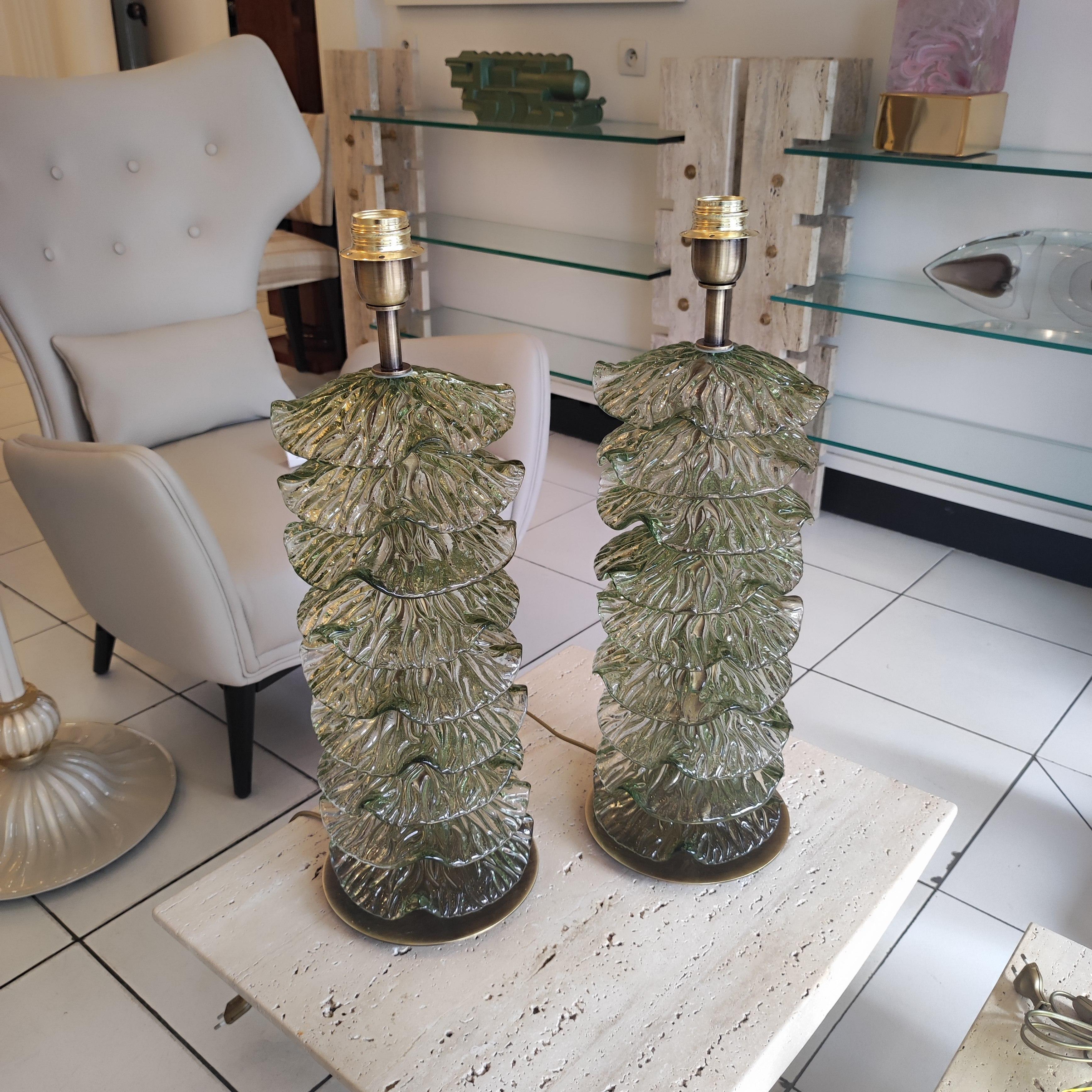 Paire de lampes de table en verre de Murano Excellent état - En vente à Saint-Ouen, FR