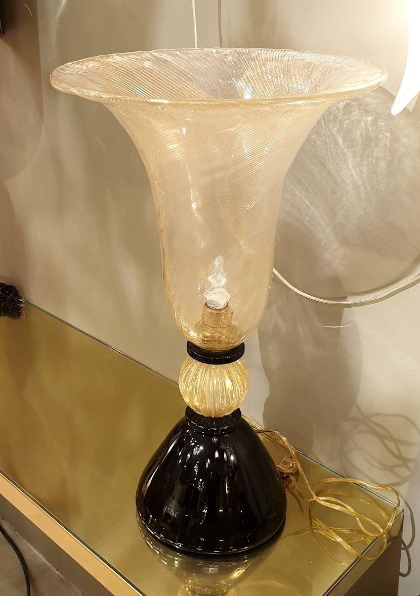 italien Paire de lampes de table en verre de Murano en vente