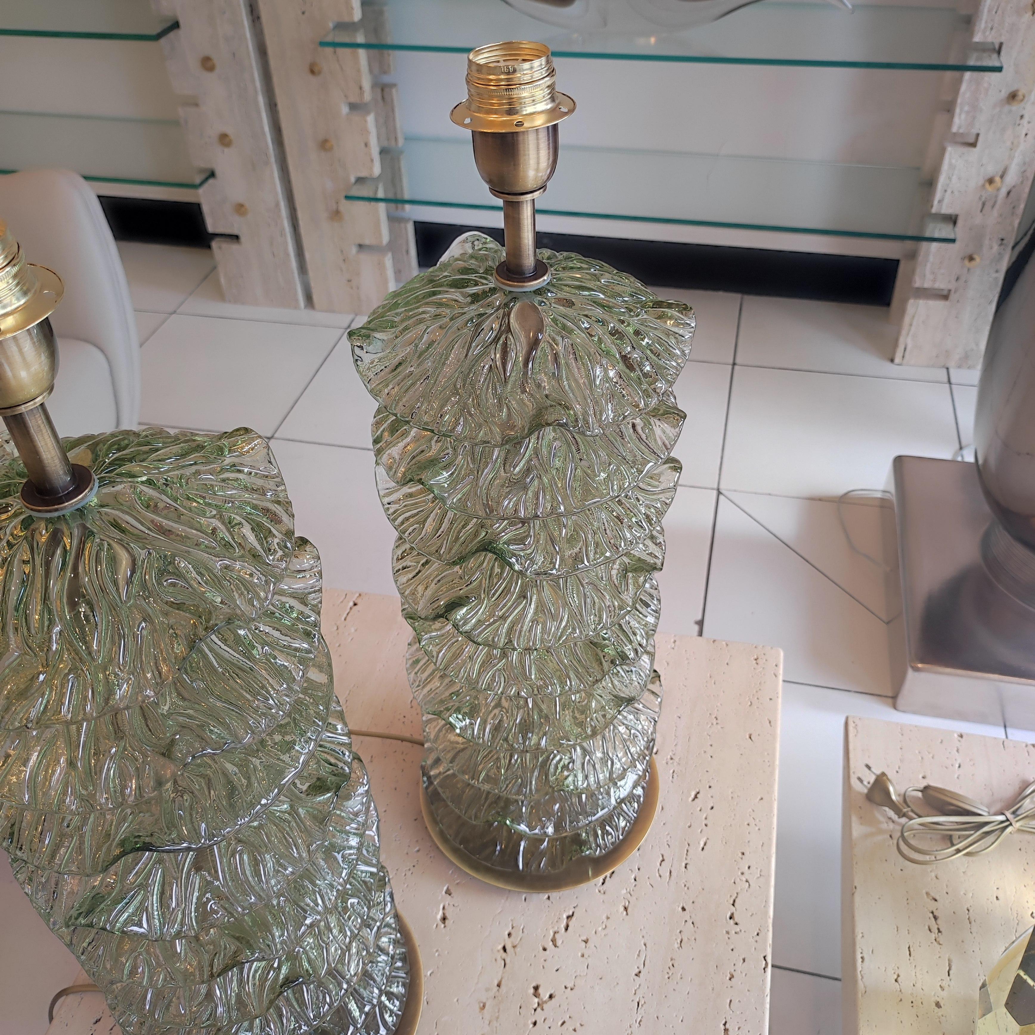 XXIe siècle et contemporain Paire de lampes de table en verre de Murano en vente