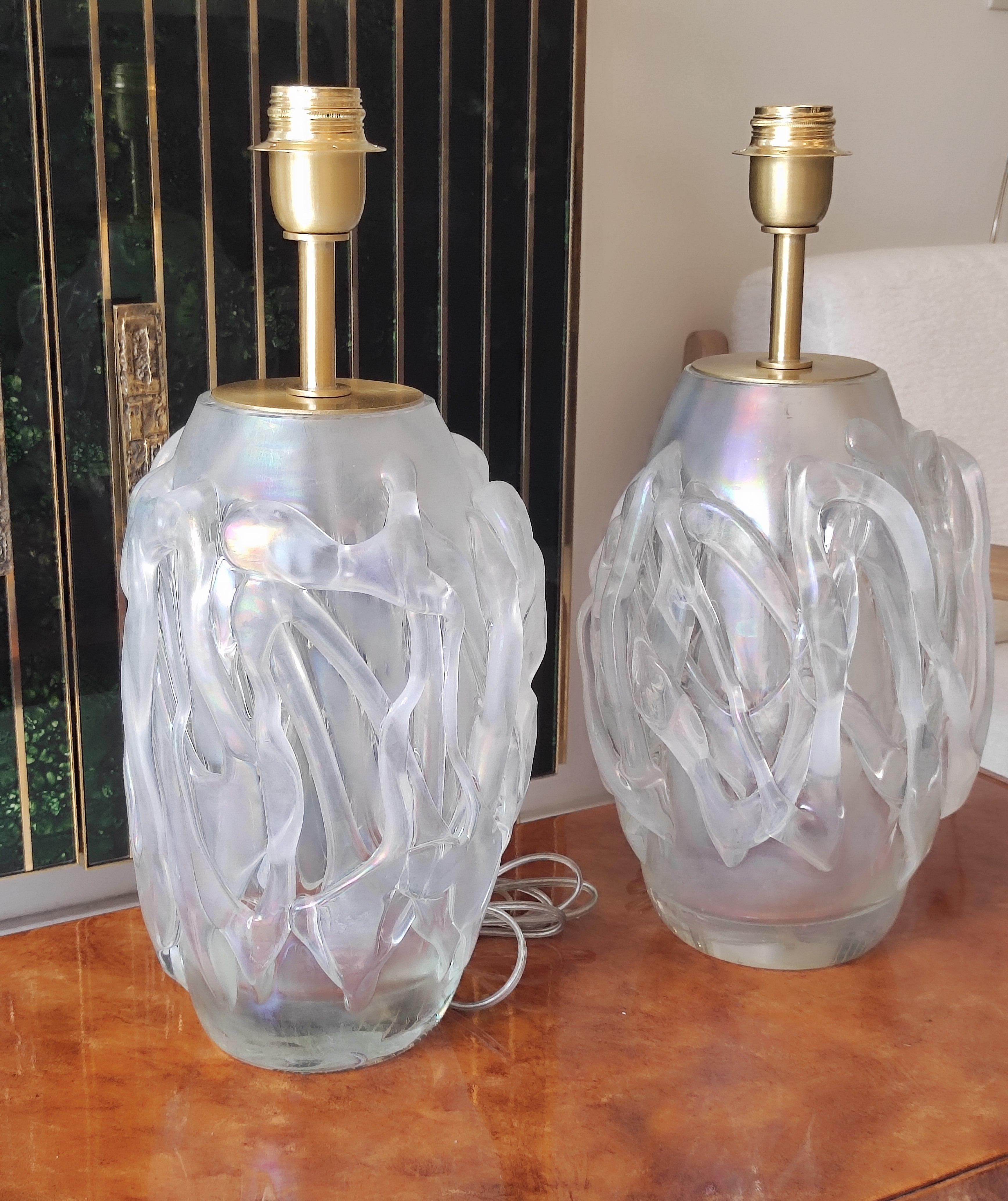 Contemporary Pair of Murano Glass Table Lamps For Sale