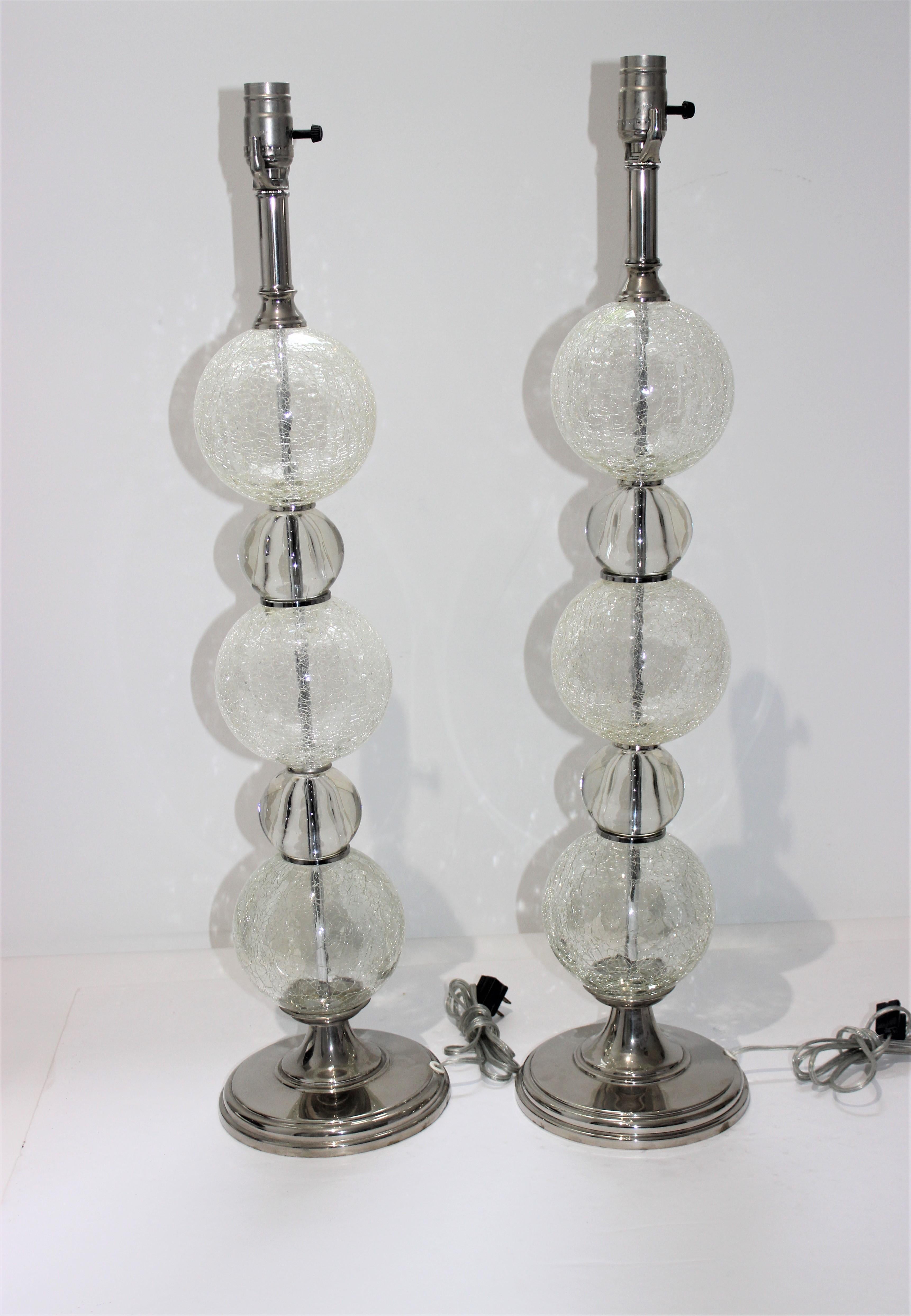 Hand-Crafted Pair of Murano Glass Table Lamps