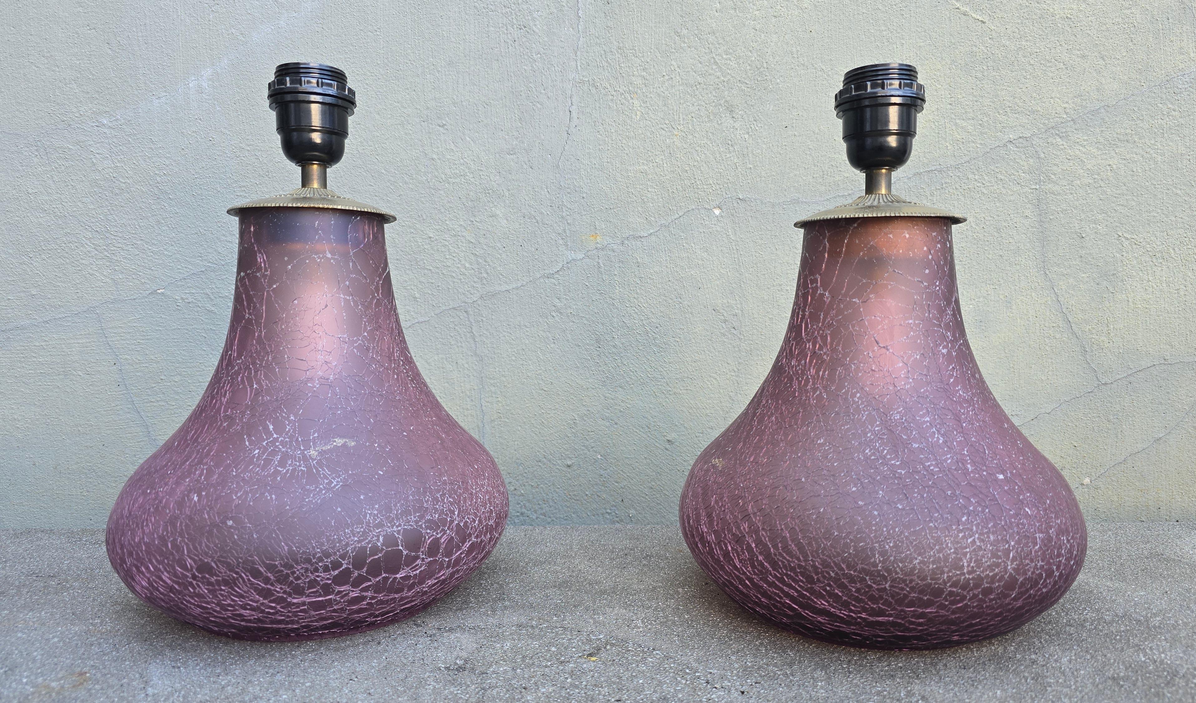 Pareja de lámparas de mesa de cristal de Murano Italiano en venta