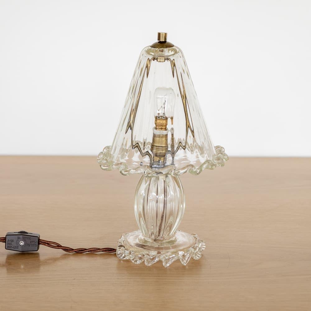 Laiton Paire de lampes de table en verre de Murano en vente