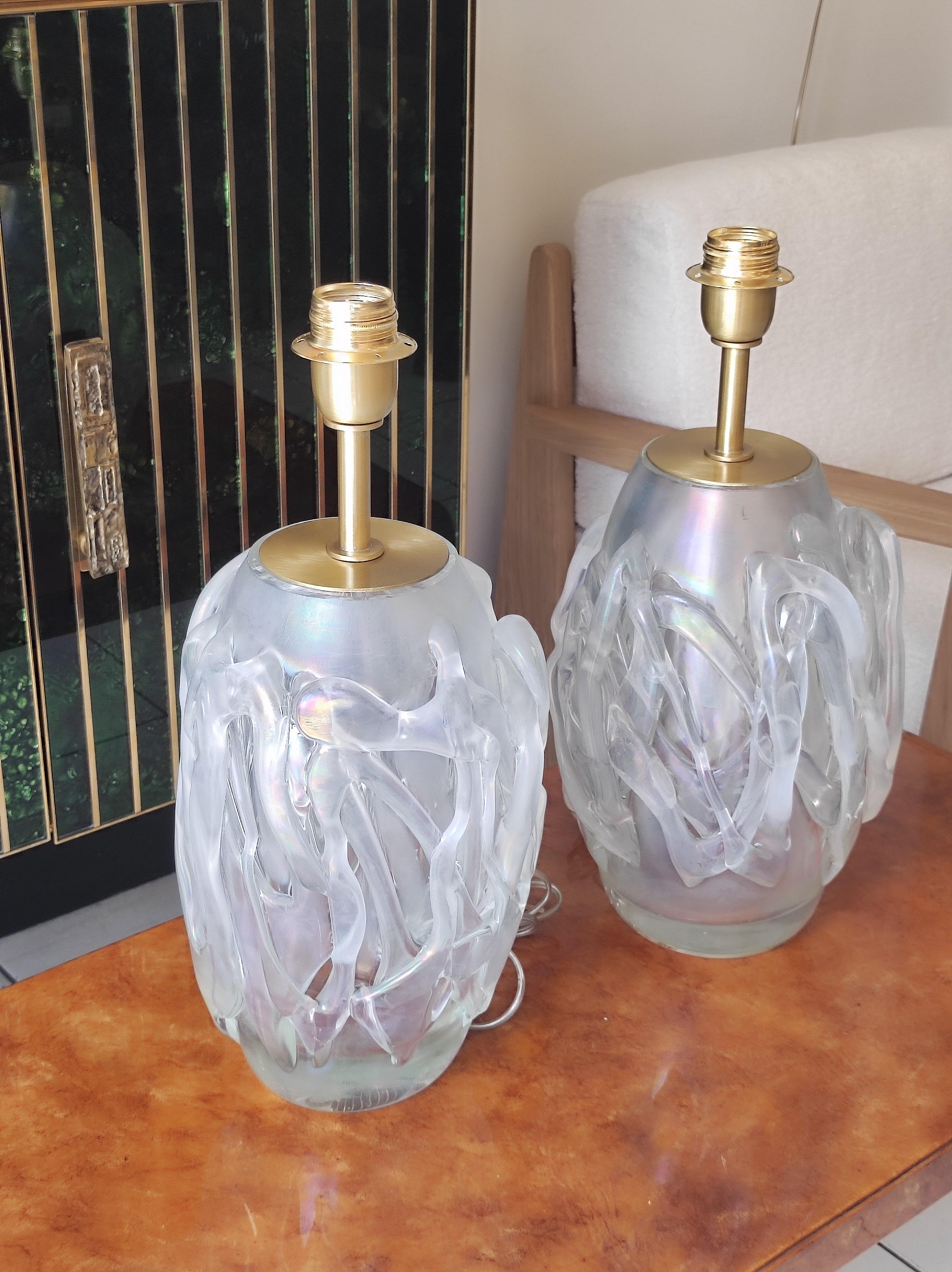 Pair of Murano Glass Table Lamps For Sale 1