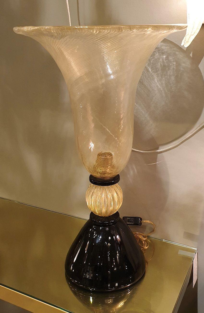 Verre de Murano Paire de lampes de table en verre de Murano en vente