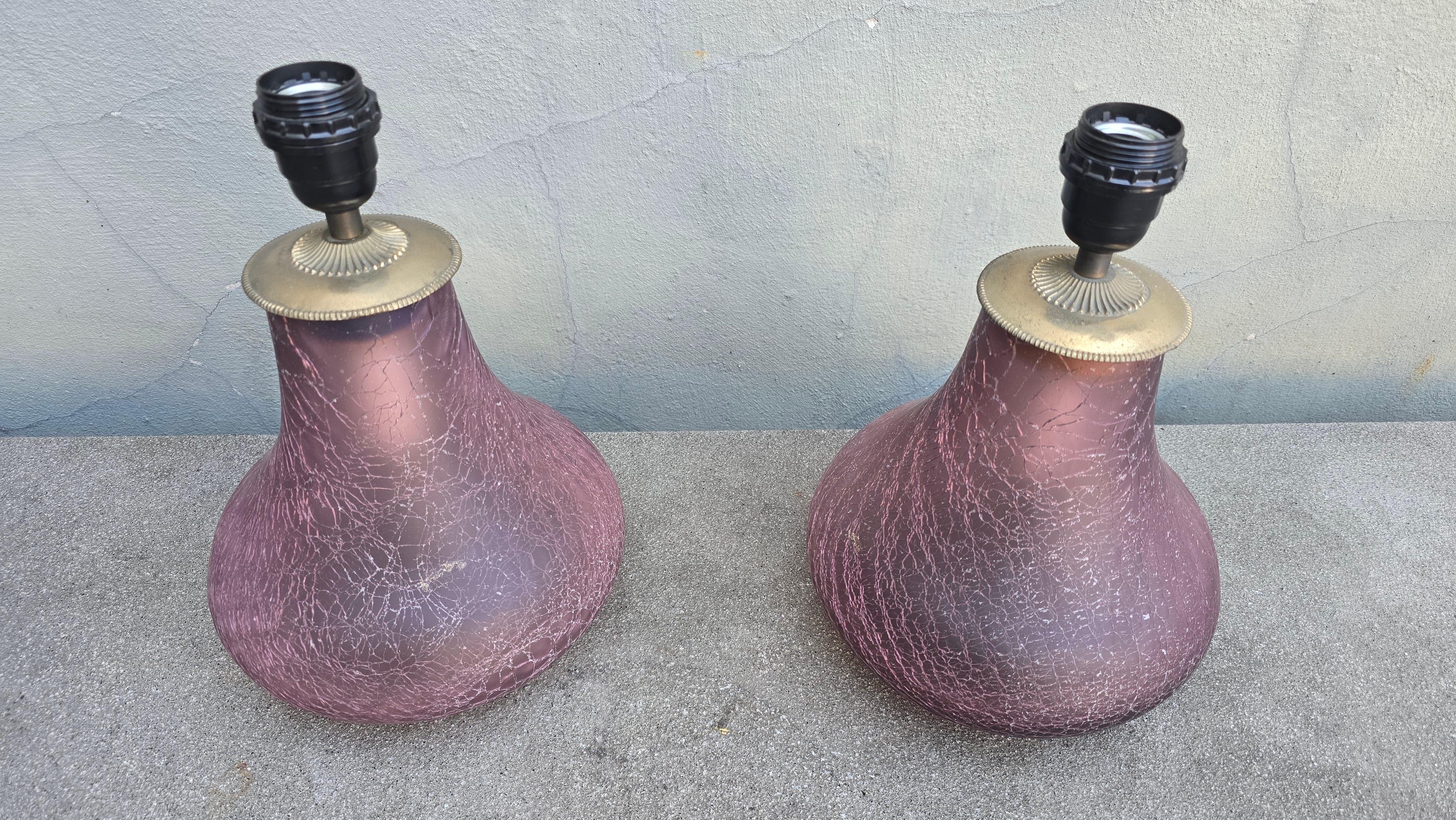 Pareja de lámparas de mesa de cristal de Murano siglo XX en venta