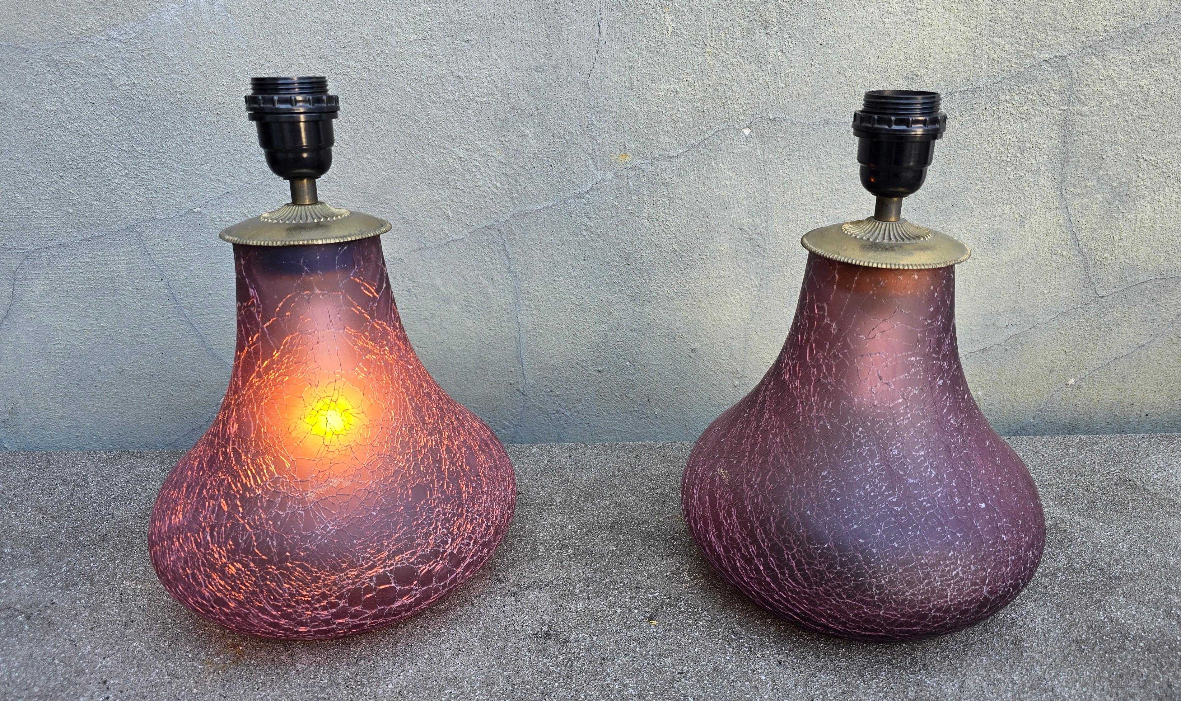 Pareja de lámparas de mesa de cristal de Murano en venta 1